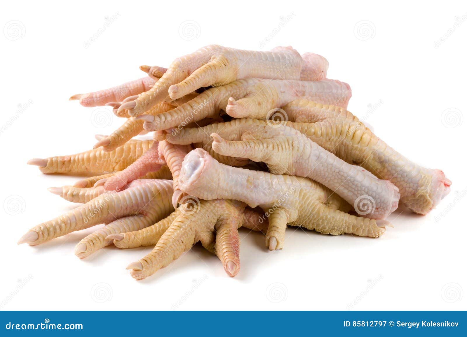 Bunch of Chicken Feet Isolated on White Background Stock Image - Image