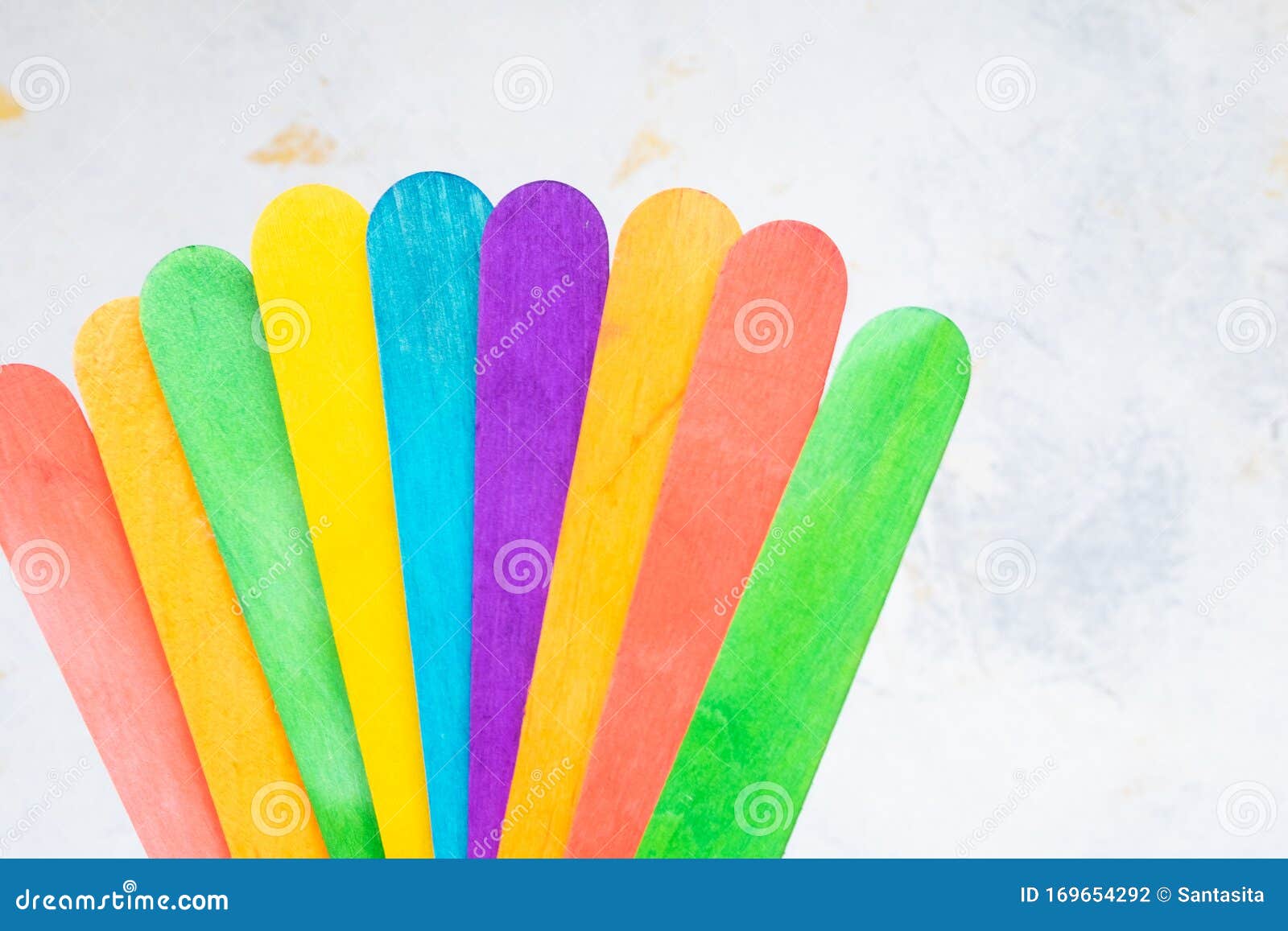 Bunch of Colorful Popsicle Sticks for Arts and Crafts Stock Photo
