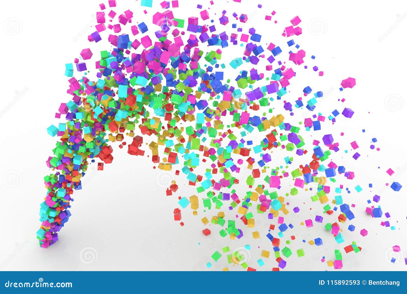 bunch of colorful square boxes flow from the floor, modern style background or texture. drawing, festive, canvas & party.