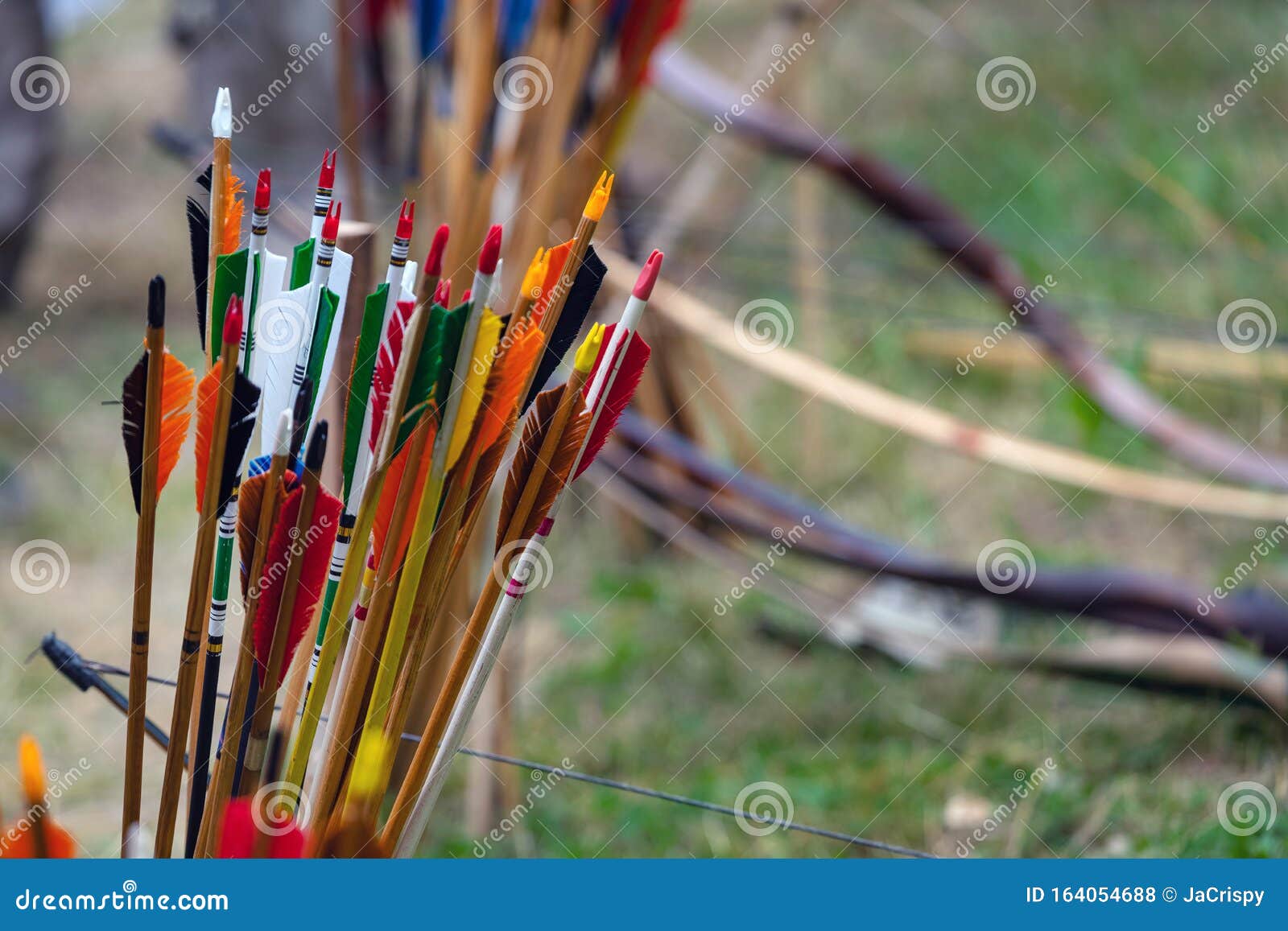 Bunch Colourful of Bow Arrows for Archery. Archer Competition, Shooting
