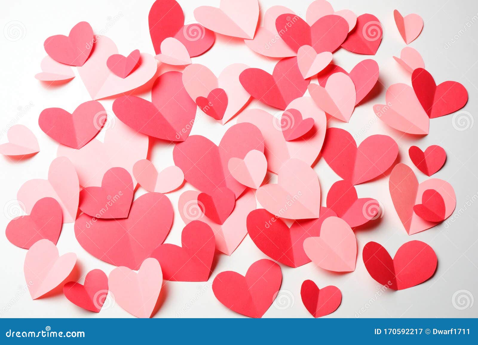 Bunch of Cut Out of Pink and Red Paper Hearts on White Background Stock  Image - Image of pink, space: 170592217