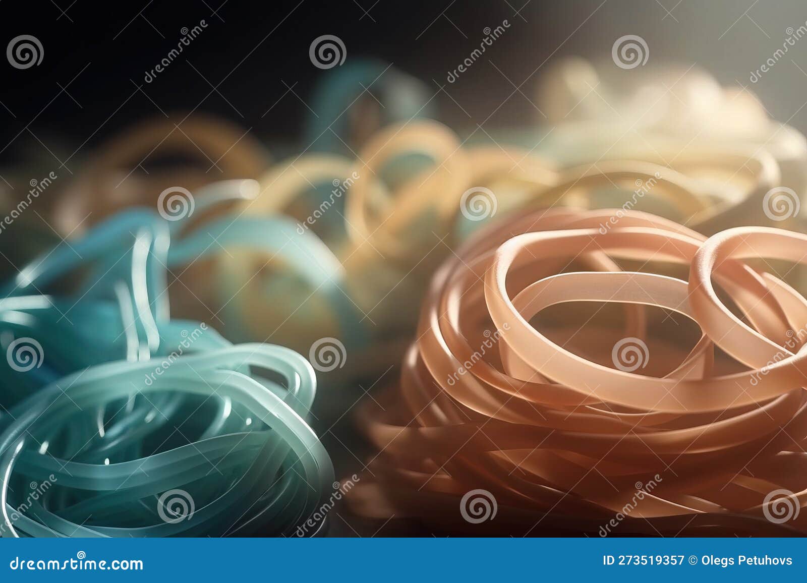 A Bunch of Different Colored Rubber Bands on a Table with a Black