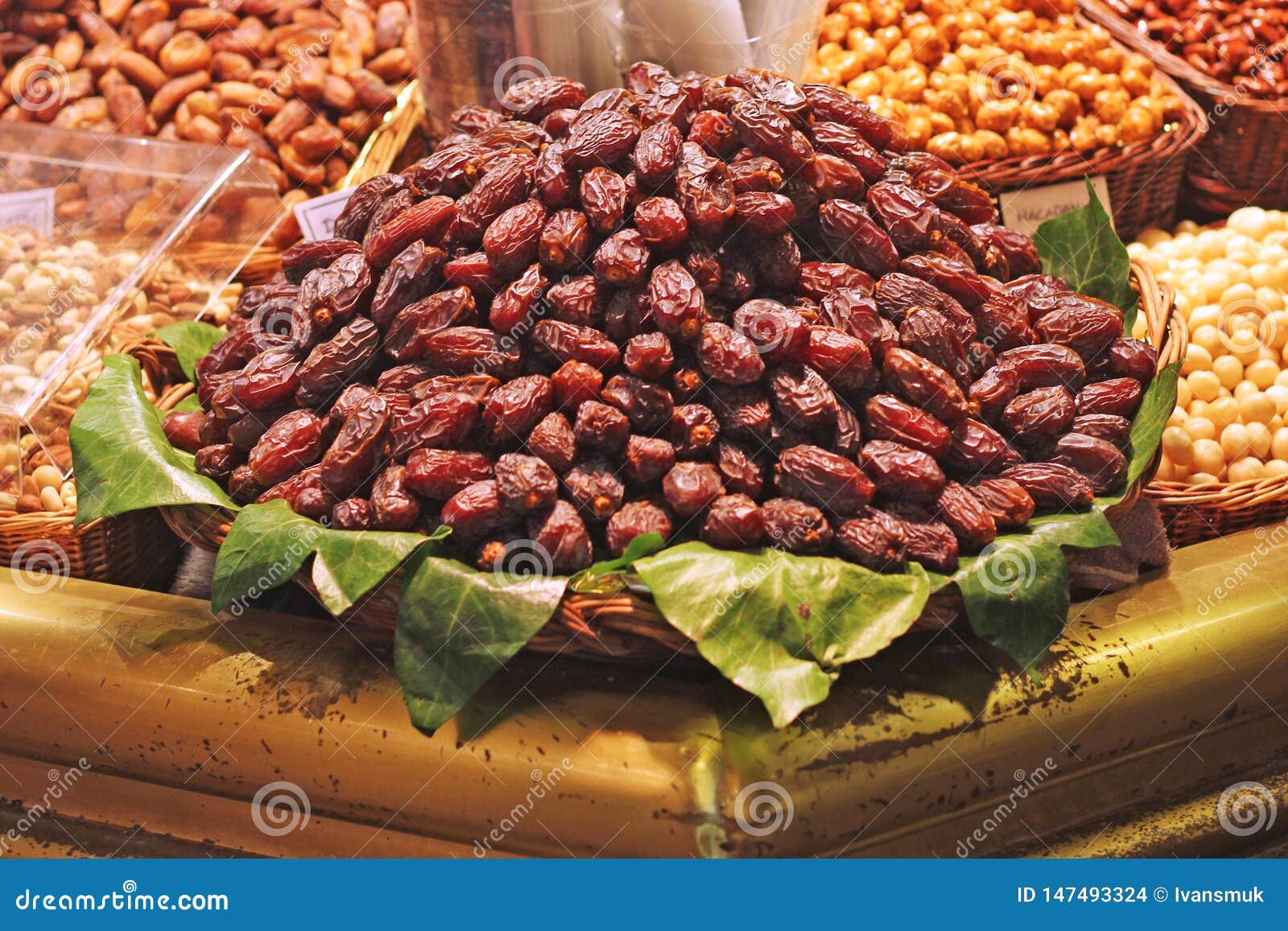 Bunch Dried Dates for Sale in Market Stock Photo Image of delicious, natural 147493324