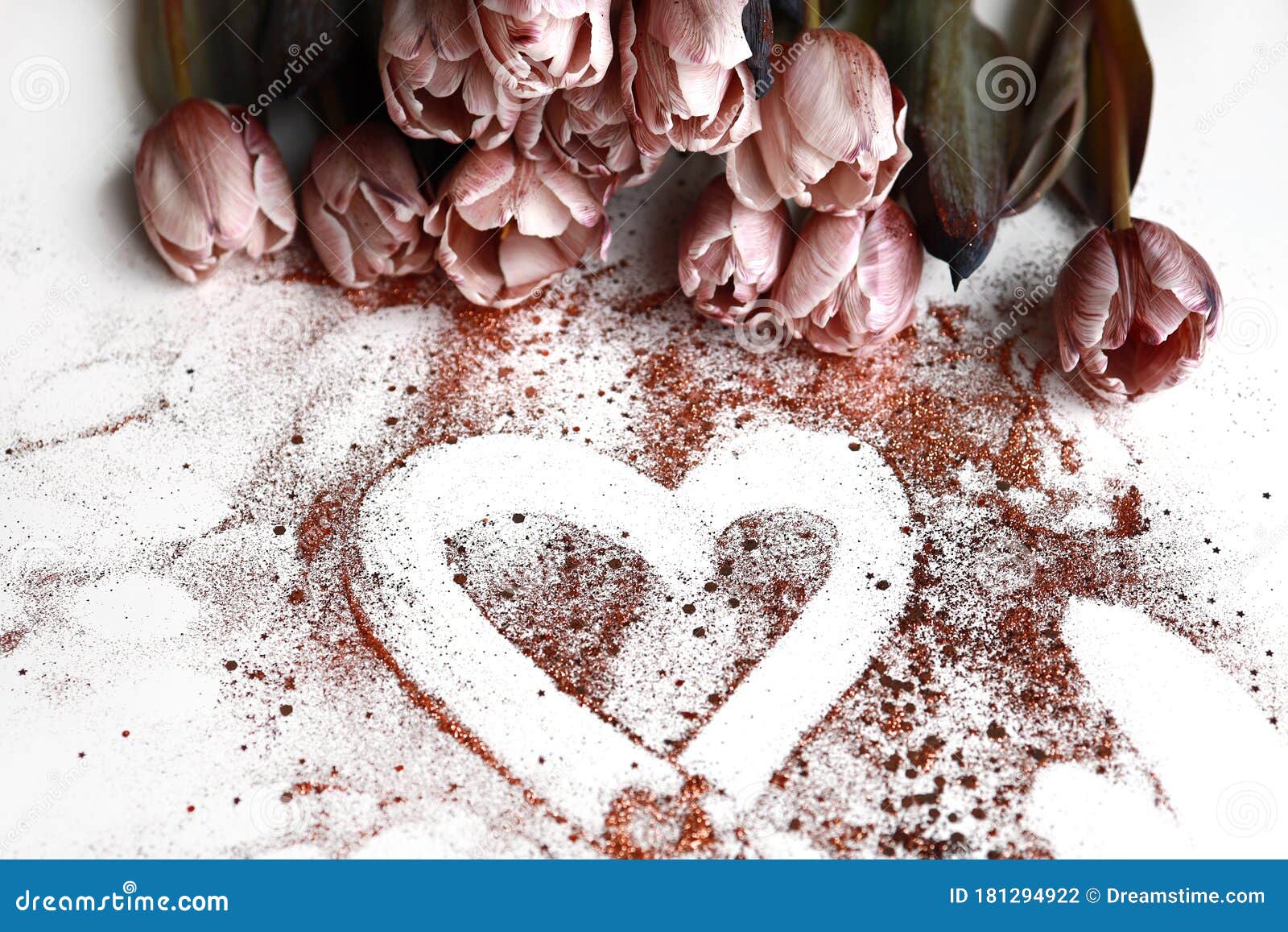 of Dusty Tulips with Bronze Glitter Stock Photo Image of design, gift: 181294922