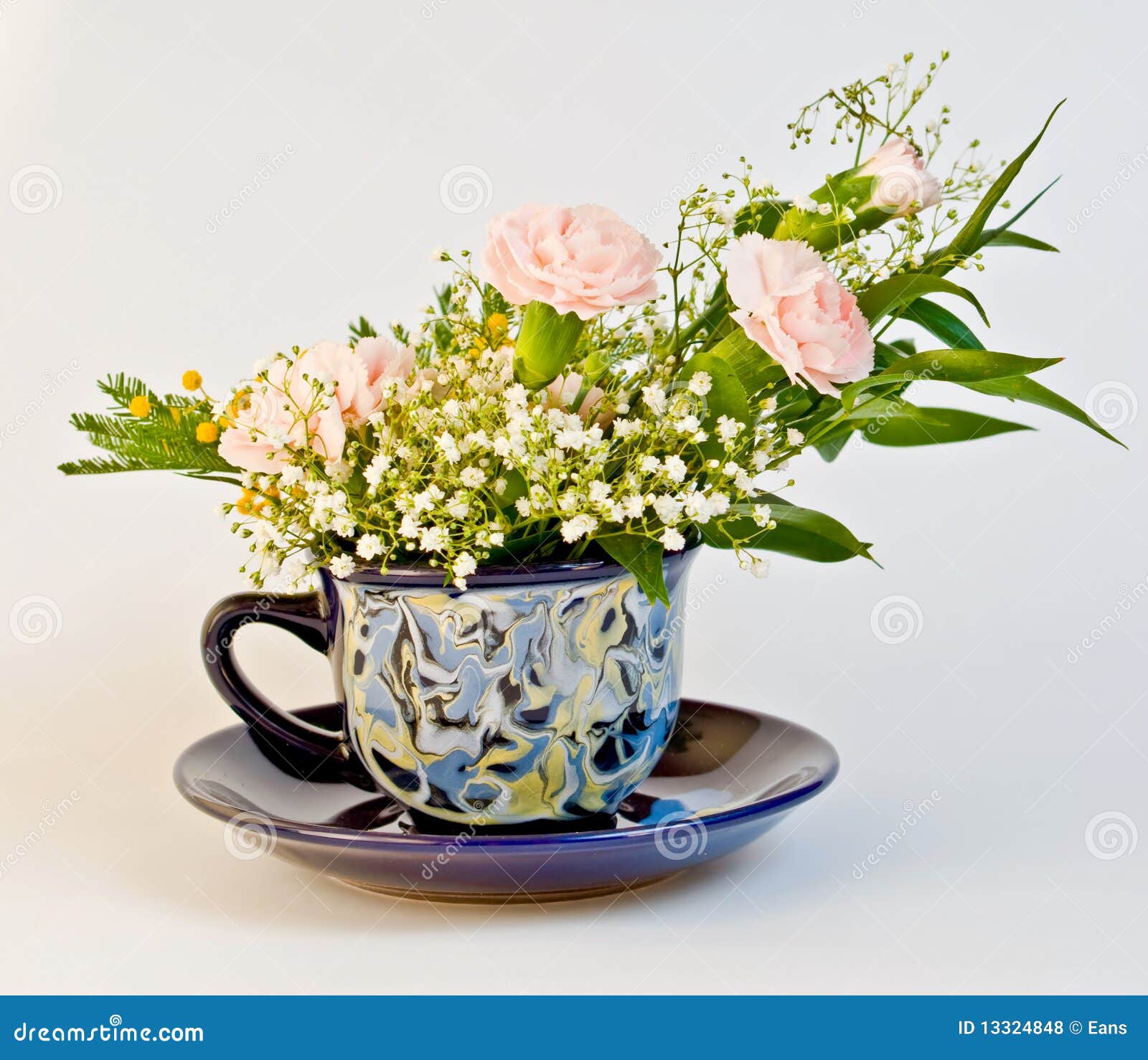 Bunch of flowers in cup stock photo. Image of black, clean 13324848
