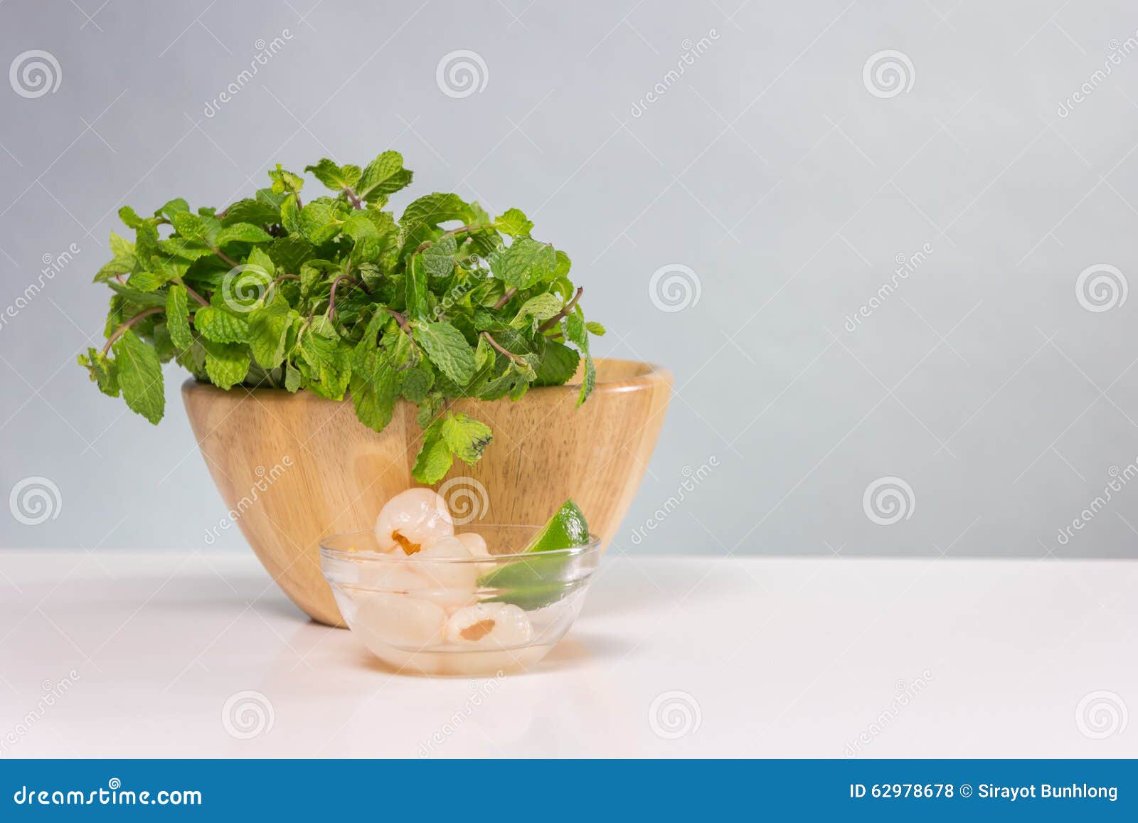 Bunch of Fresh Green Basil in Wooden Bowl Stock Photo Image of
