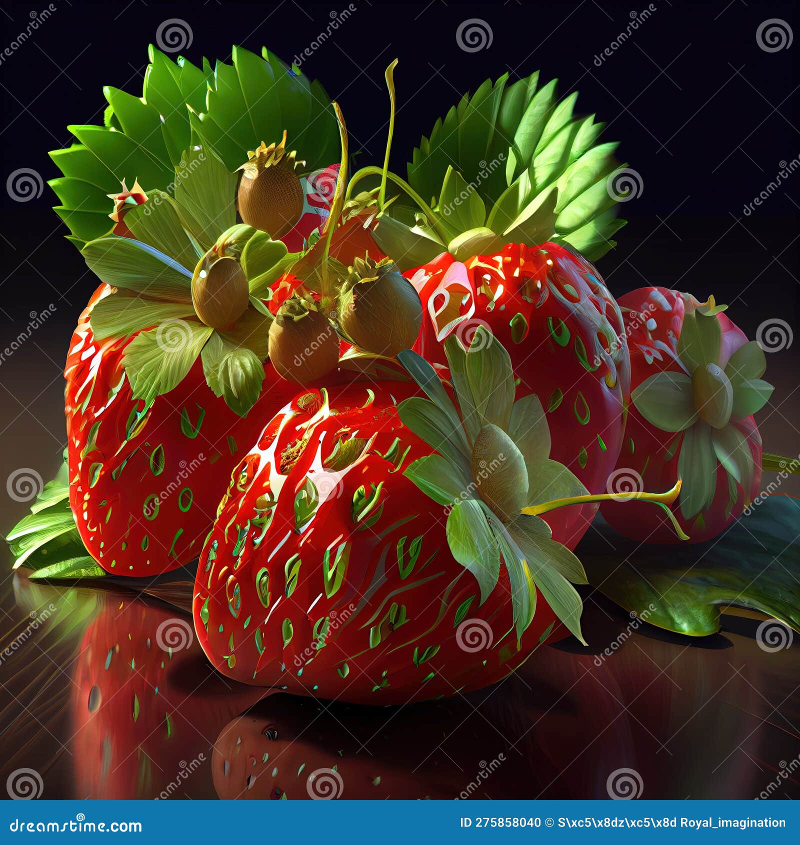 bunch of freshly picked fresh red strawberries ready to eat - artificial intelligence generated - ai