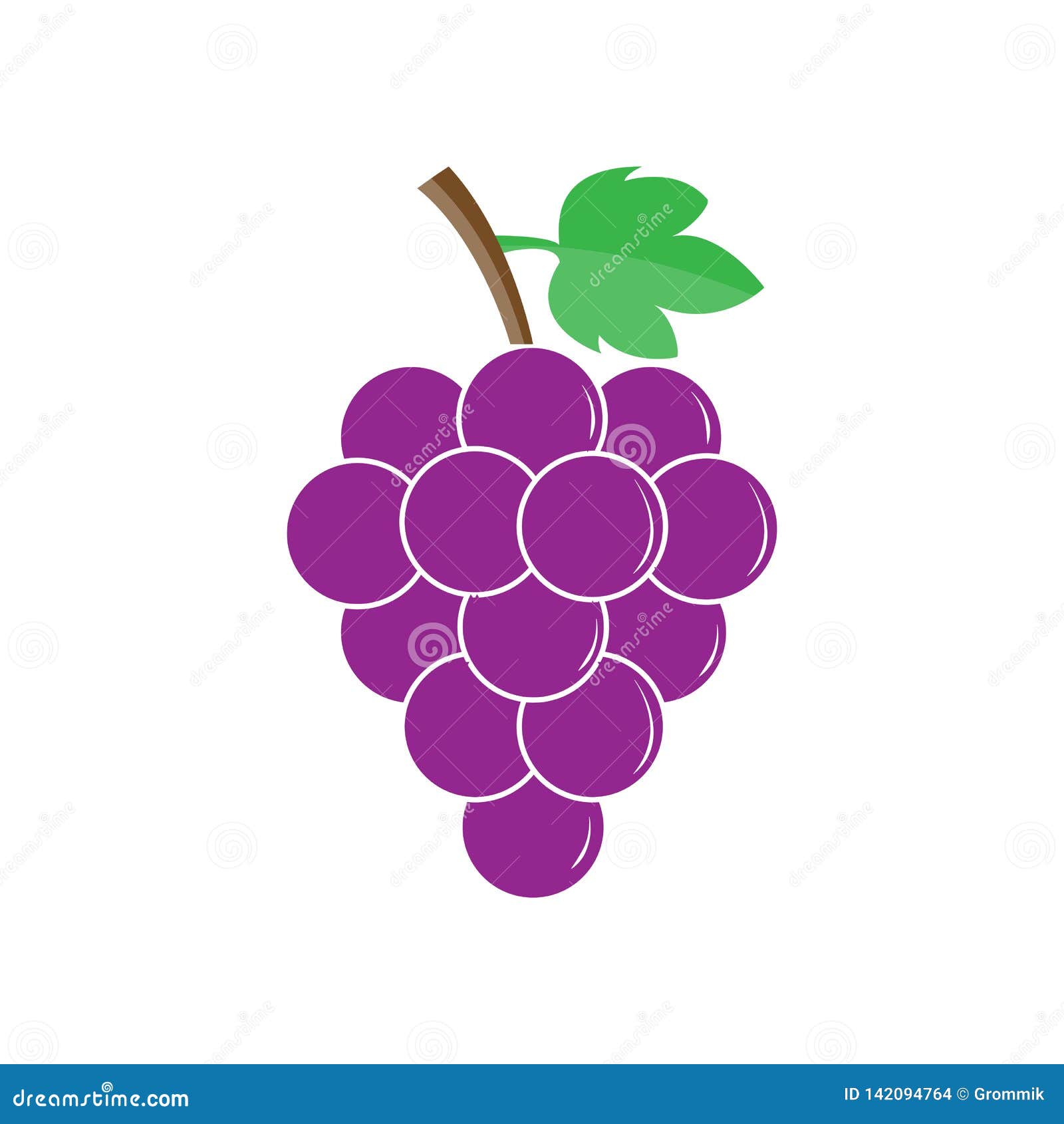 Bunch of Grapes, Simple Flat Design, Flat Image Stock Vector - Illustration  of layout, graphic: 142094764