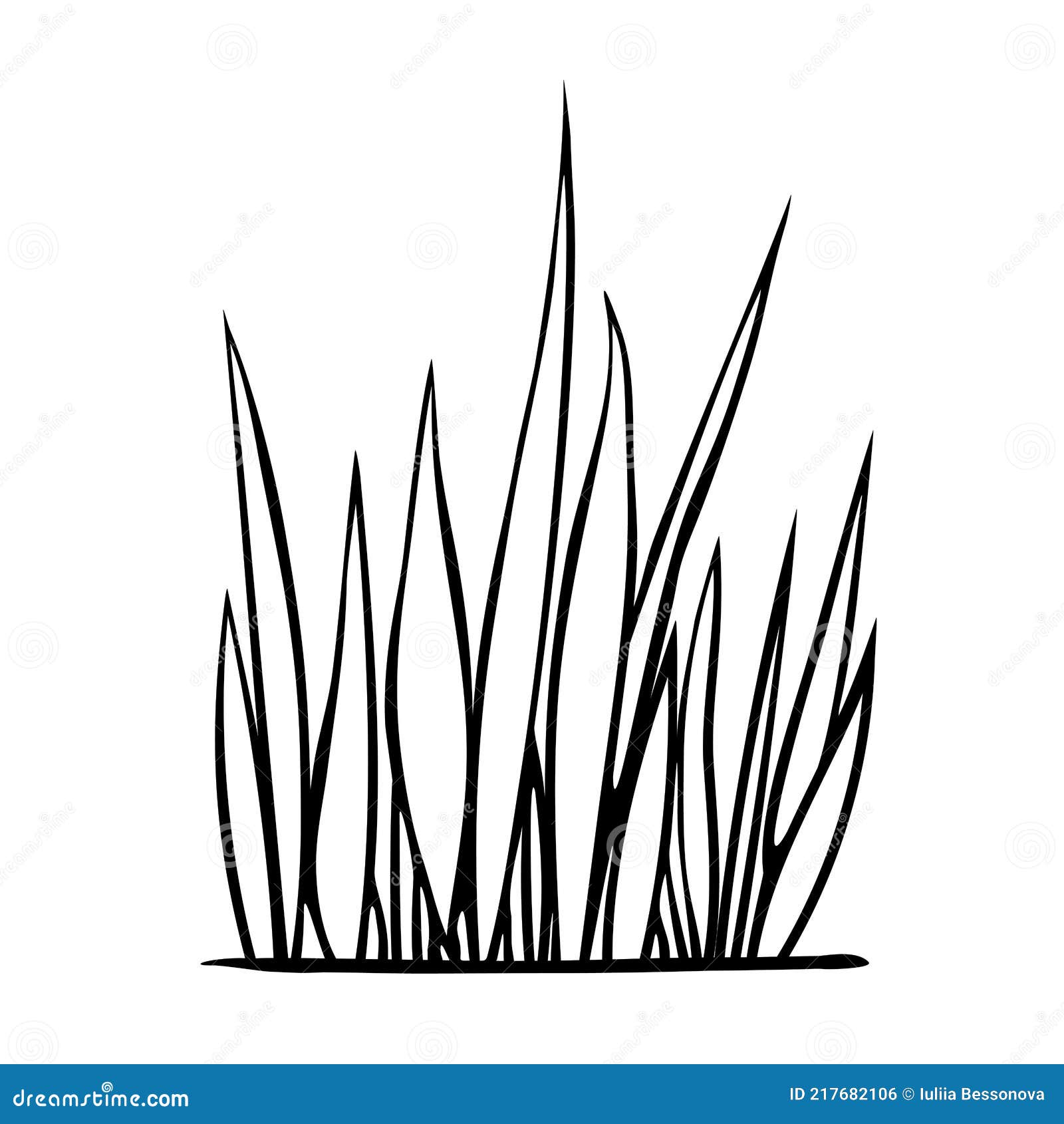 A Bunch of Grass. Hand Drawn Simple Black Outline Vector Illustration ...