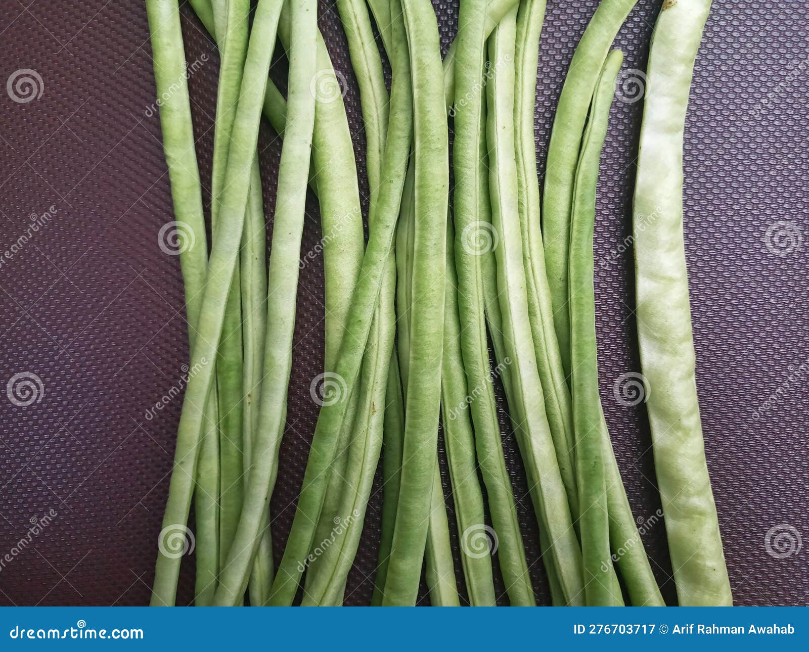 Bunch of Green Beans on Textured Brown Surface Stock Image Image of