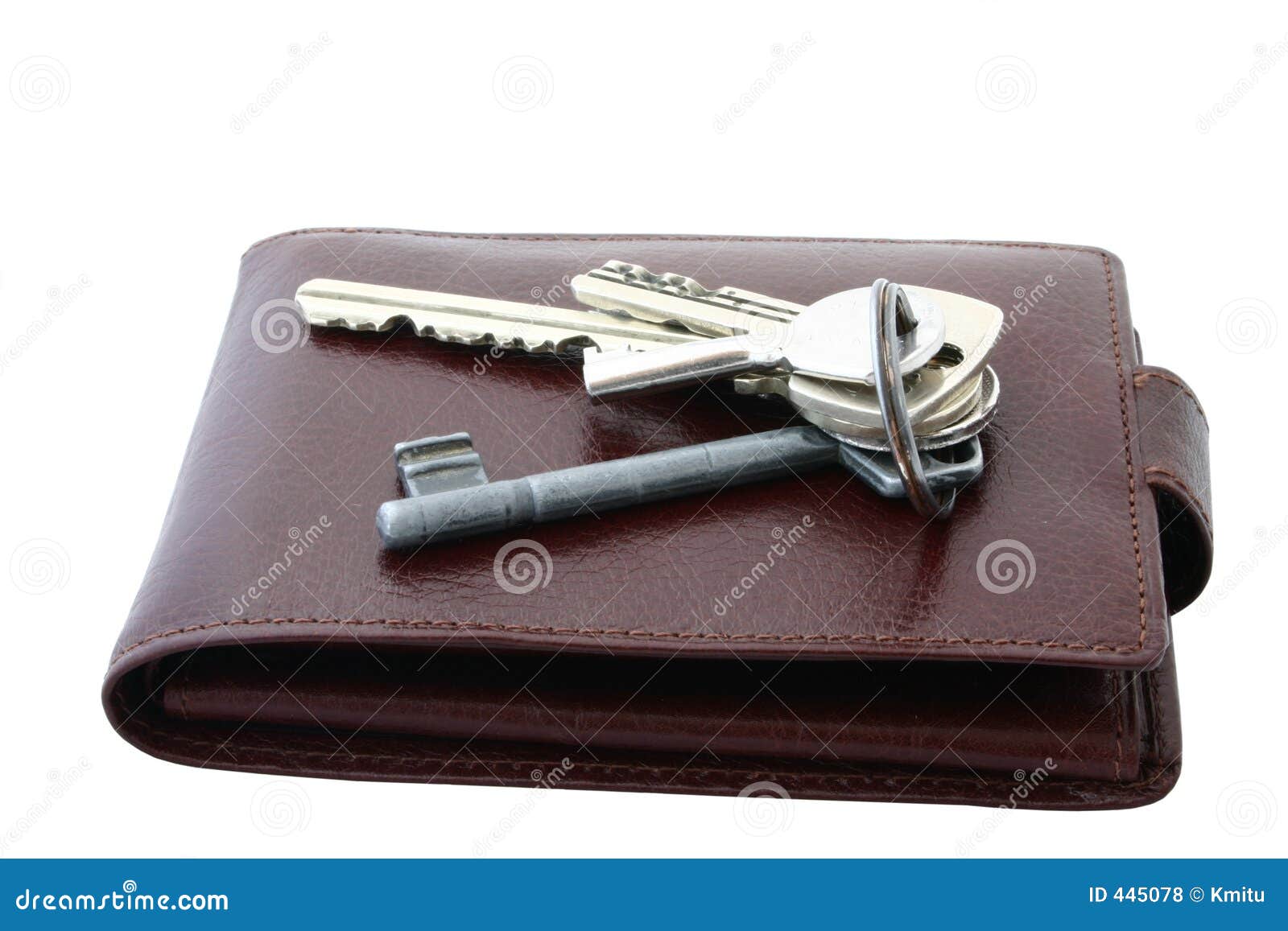 Bunch of Keys on Brown Leather Wallet Stock Photo Image of