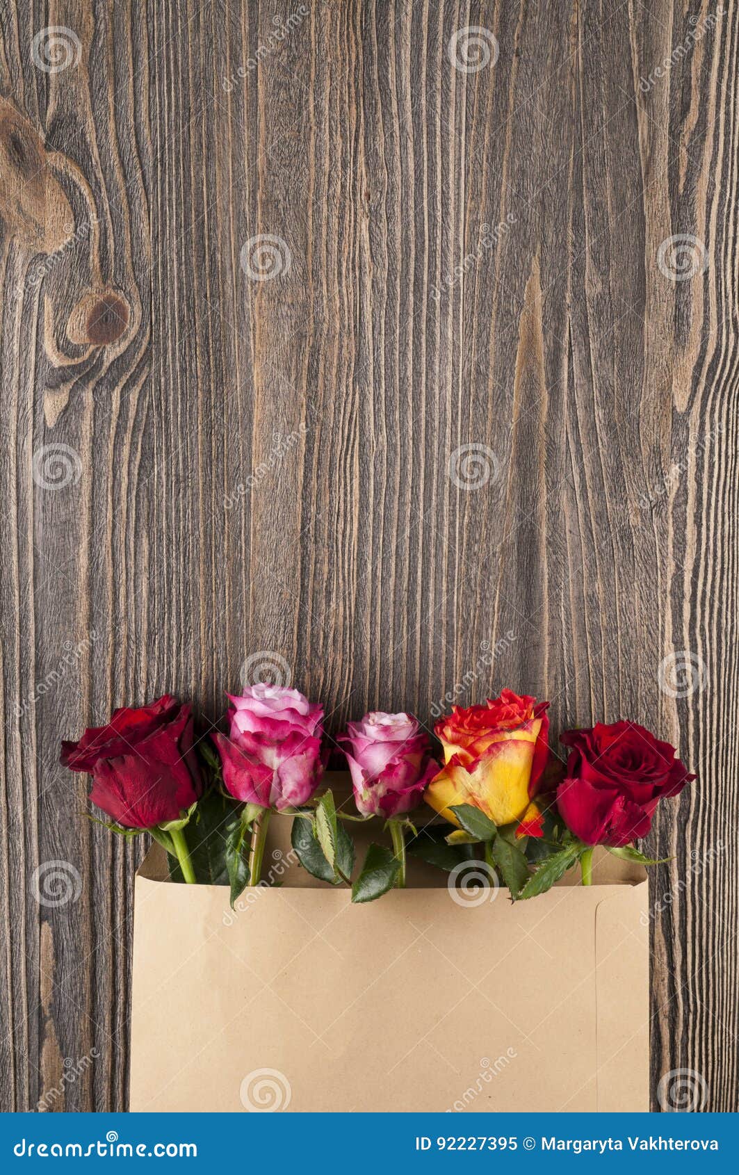 Download Bunch Of Multicolor Rose Flowers In Paper Envelope Over ...