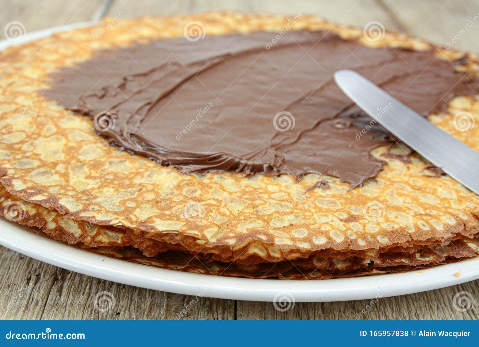 Pancakes with Chocolate Spread Stock Photo Image of breakfast