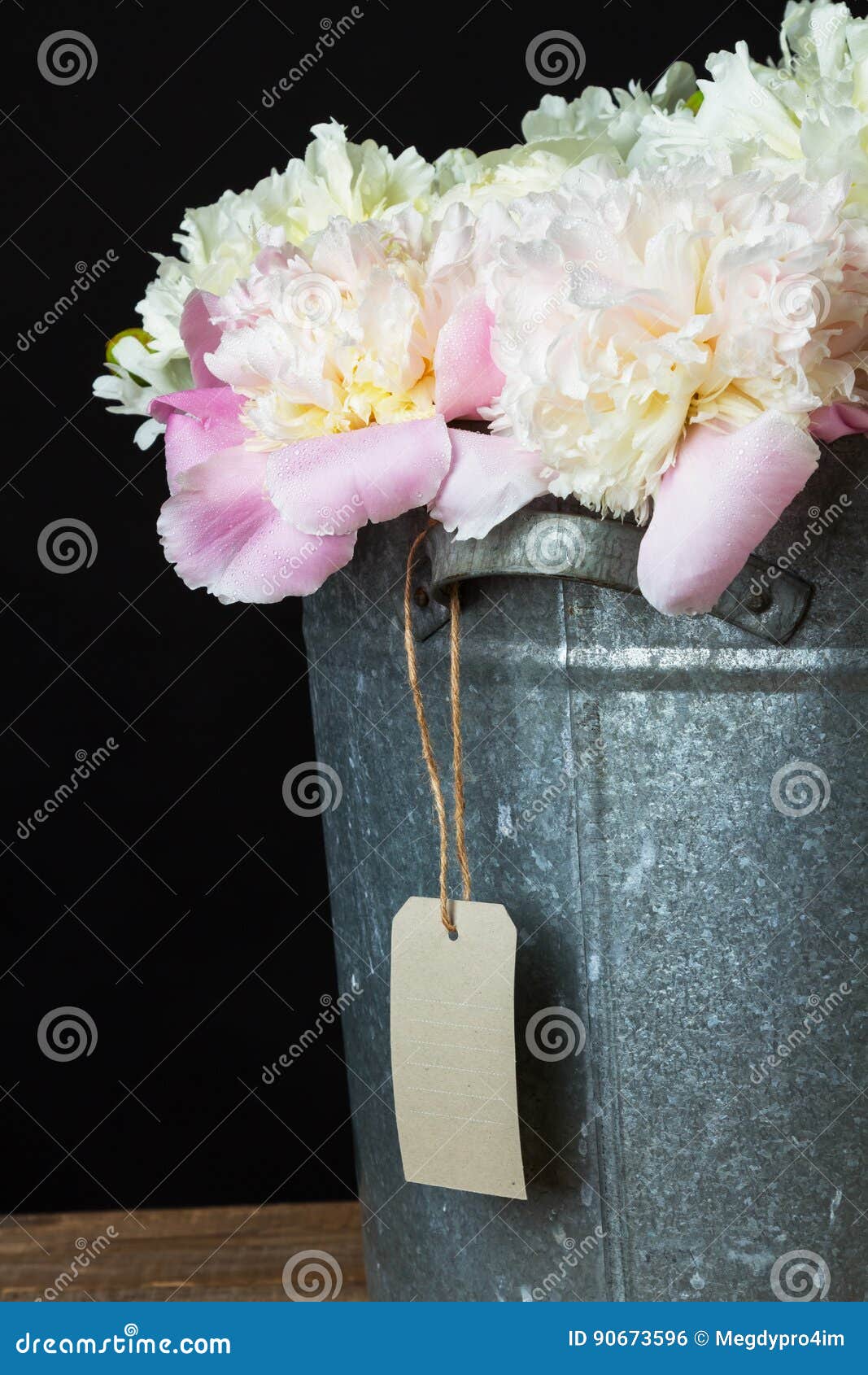 Pink Peonies in a Metal Bucket Stock Photo - Image of elegance, metal