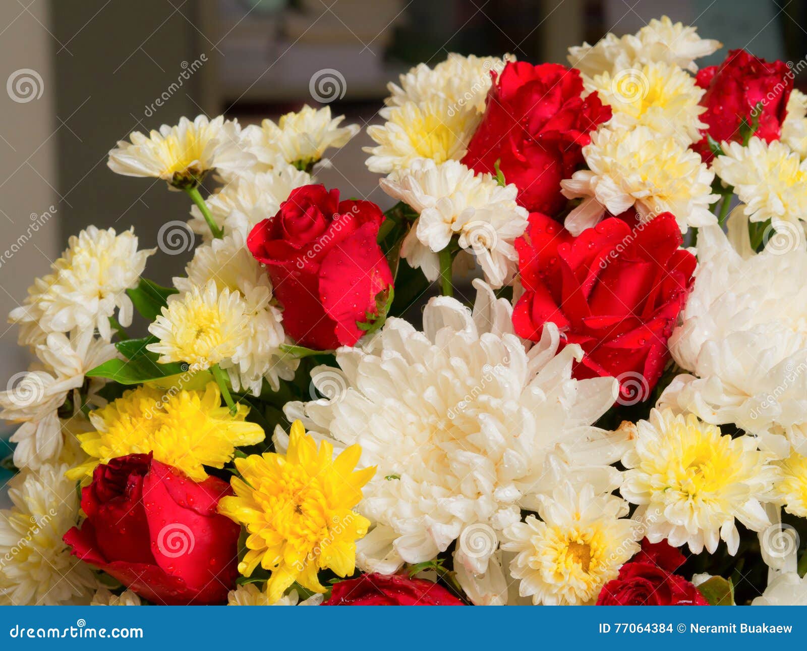 Bunch of Vivid Flowers, Selective Focus. Stock Photo Image of present