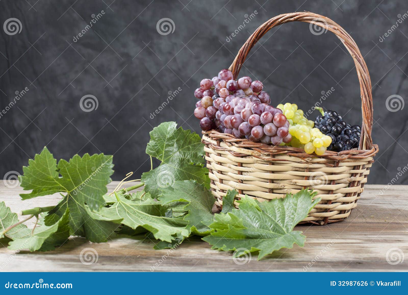 Bunch of White and Red Grape in a Busket Stock Photo - Image of growing ...