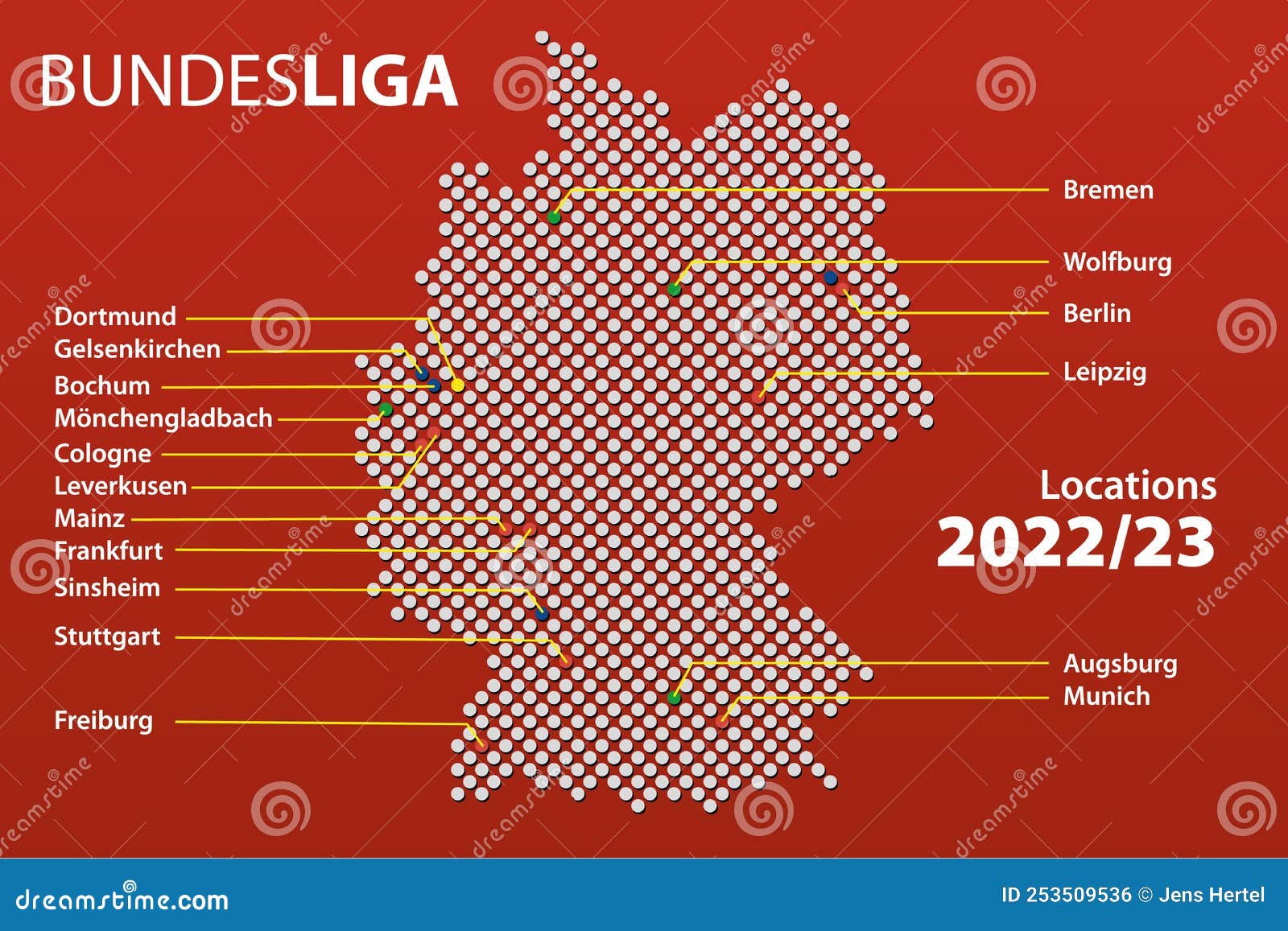 Location of the Bundesliga clubs of the 2022/2023 season : r/soccer