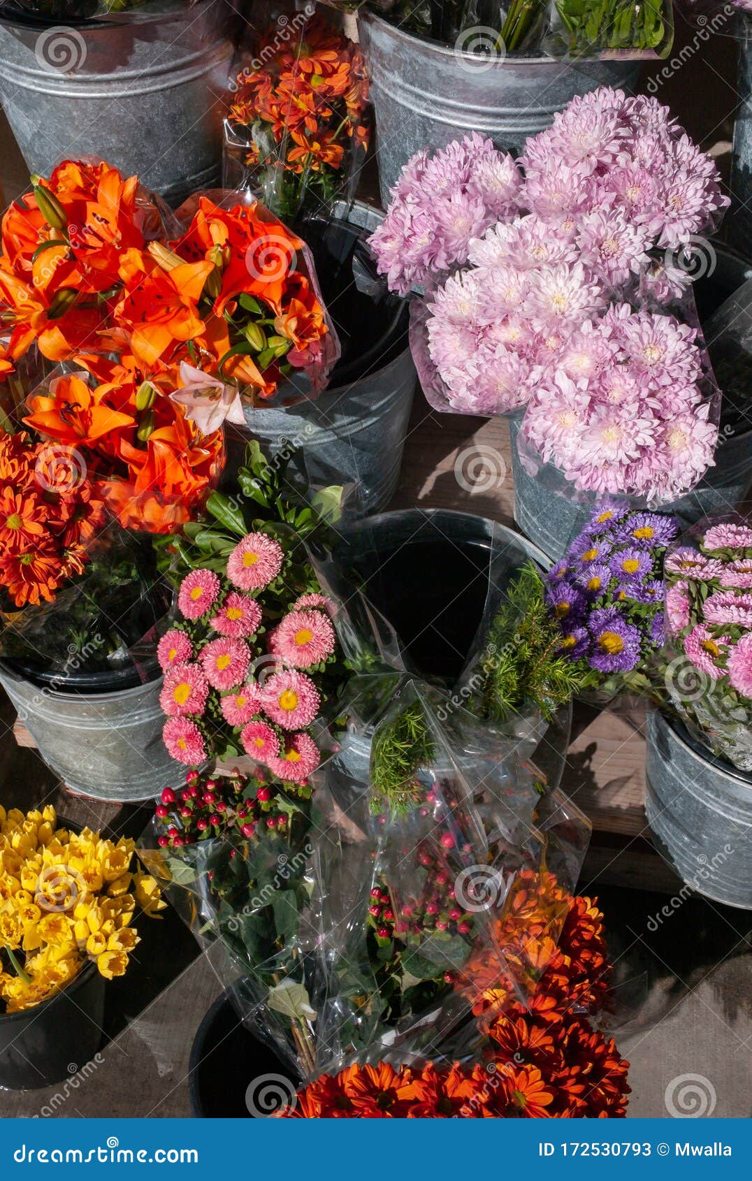 A Bundle of Flowers for Sale Stock Image Image of bouquet, bunches
