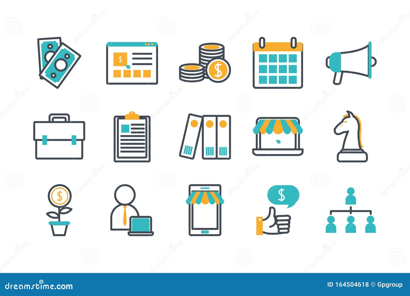 Download Bundle Of Commerce Online Set Icons Stock Vector - Illustration of icon, bills: 164504618