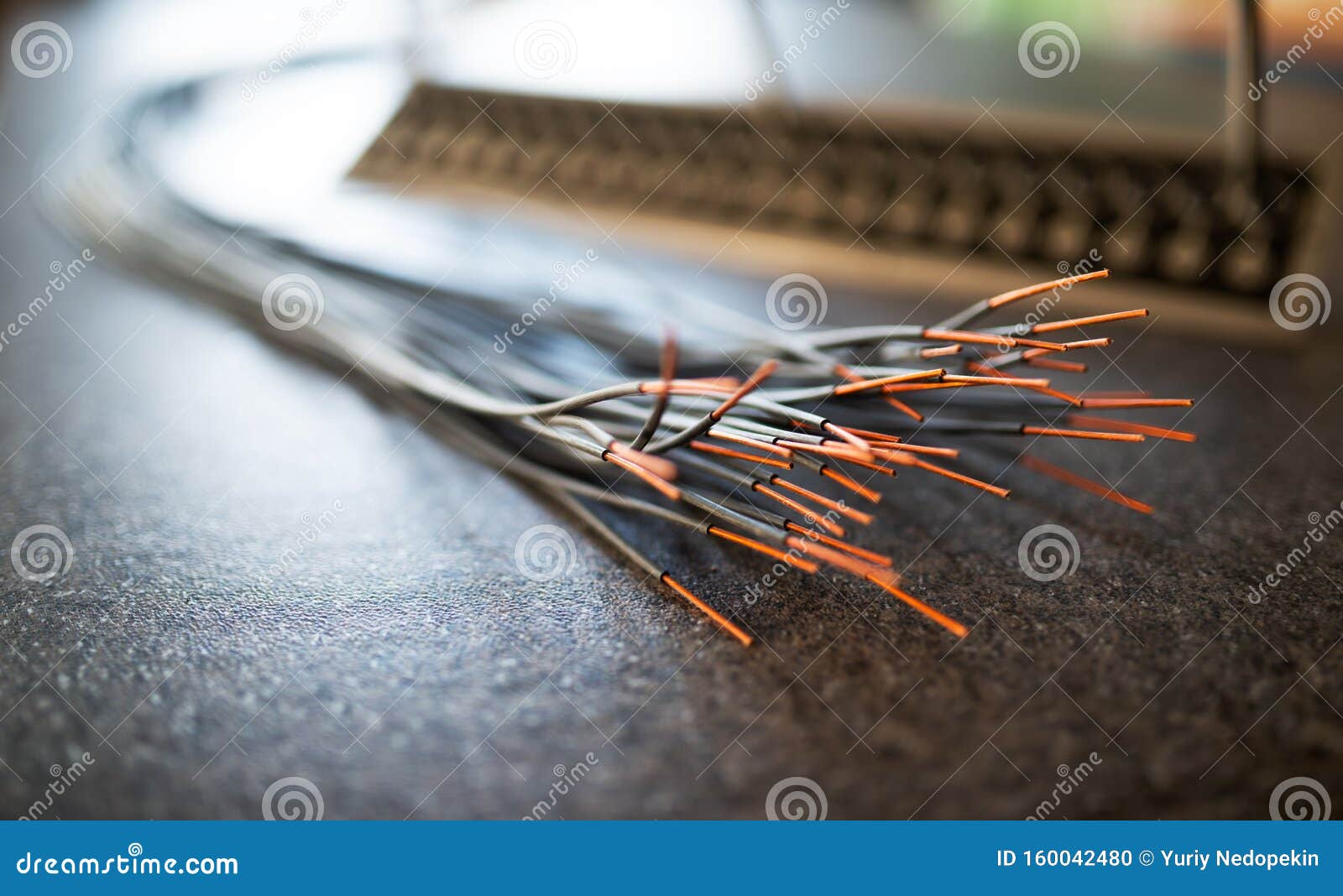 Bundle of Cut Thin Wires with Red Connections Stock Photo Image of