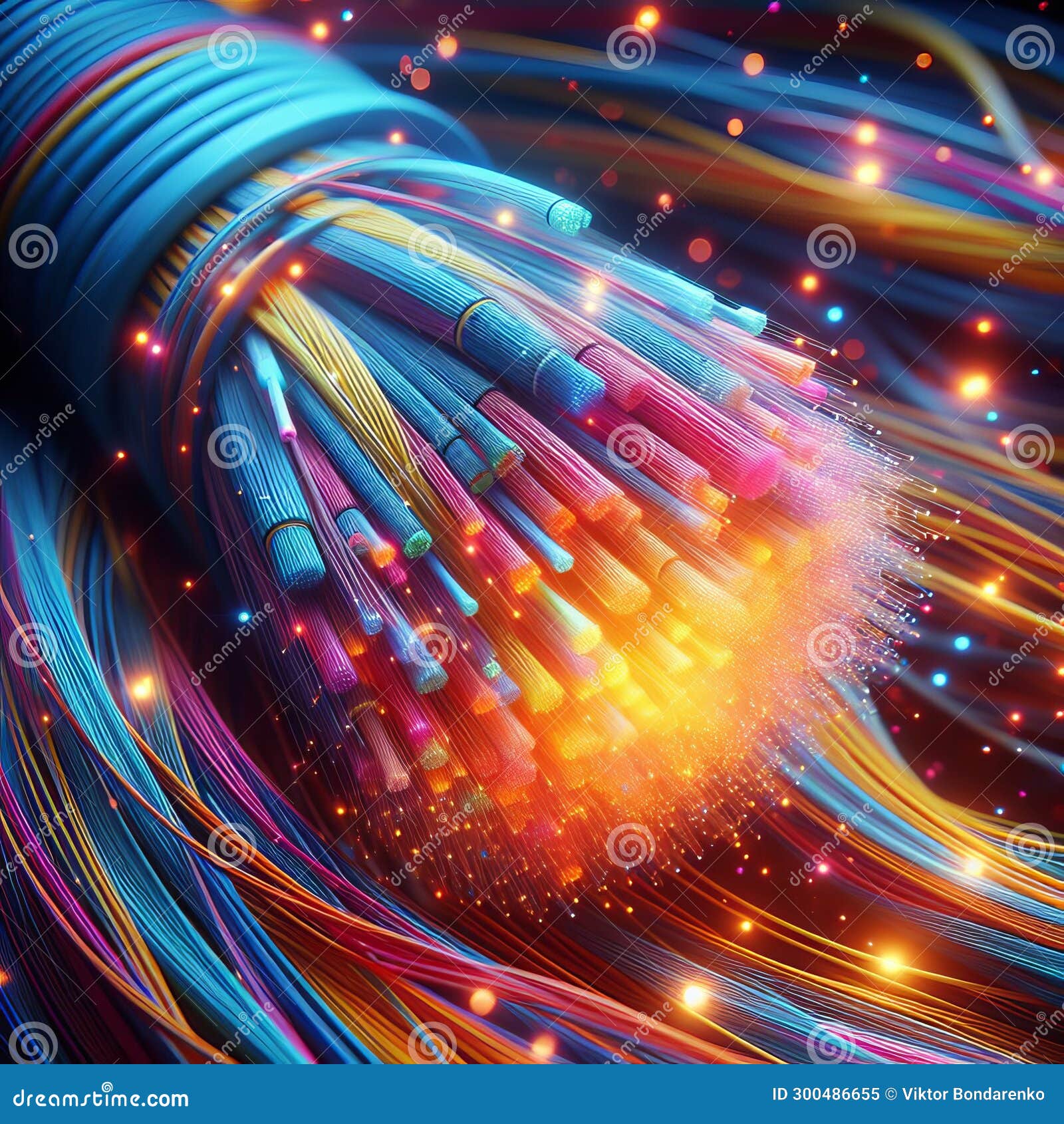 Bundle of Fiber Colorful Optic Cable Stock Image Image of bundle