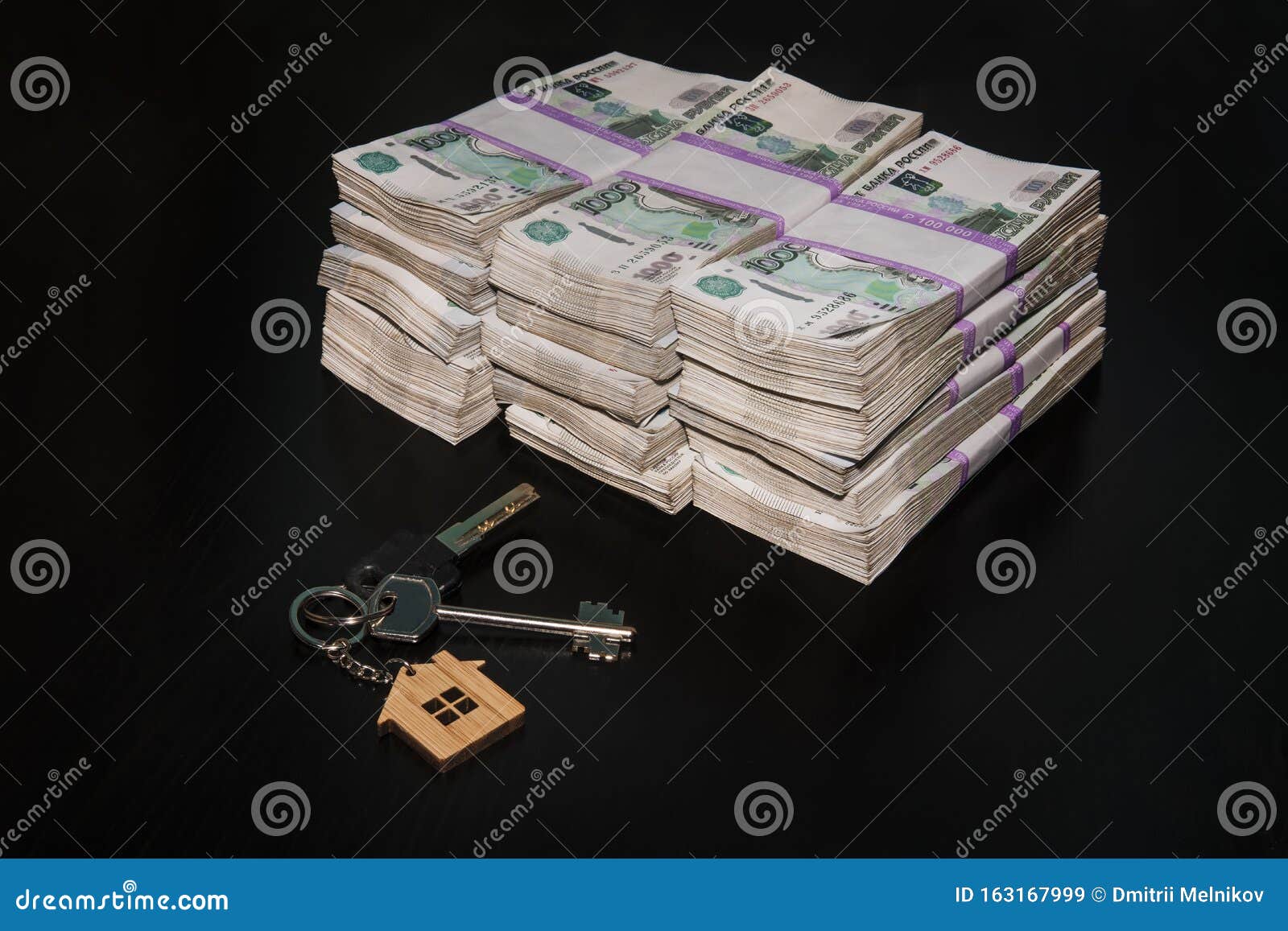 A Bundle Of Five Thousand Notes With Keys To An Apartment Or House On A White Background Buying Real Estate For Russian Money Stock Image Image Of Home Bill