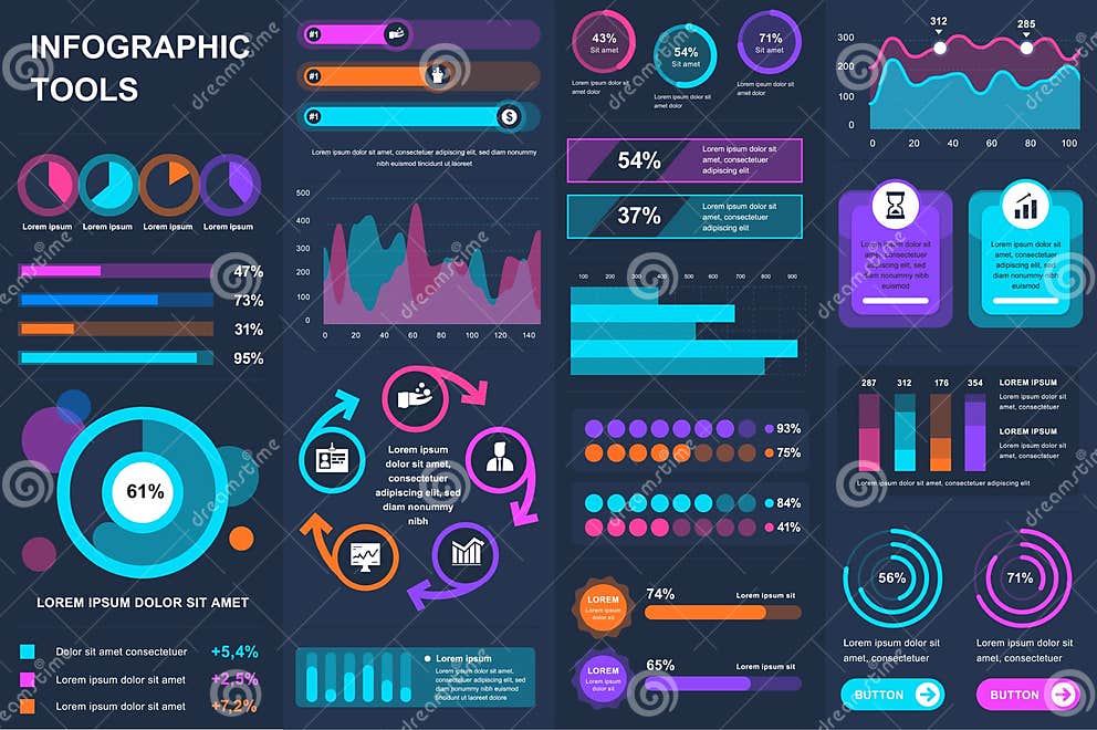 Bundle Infographic UI, UX, KIT Elements. Different Charts, Diagrams ...