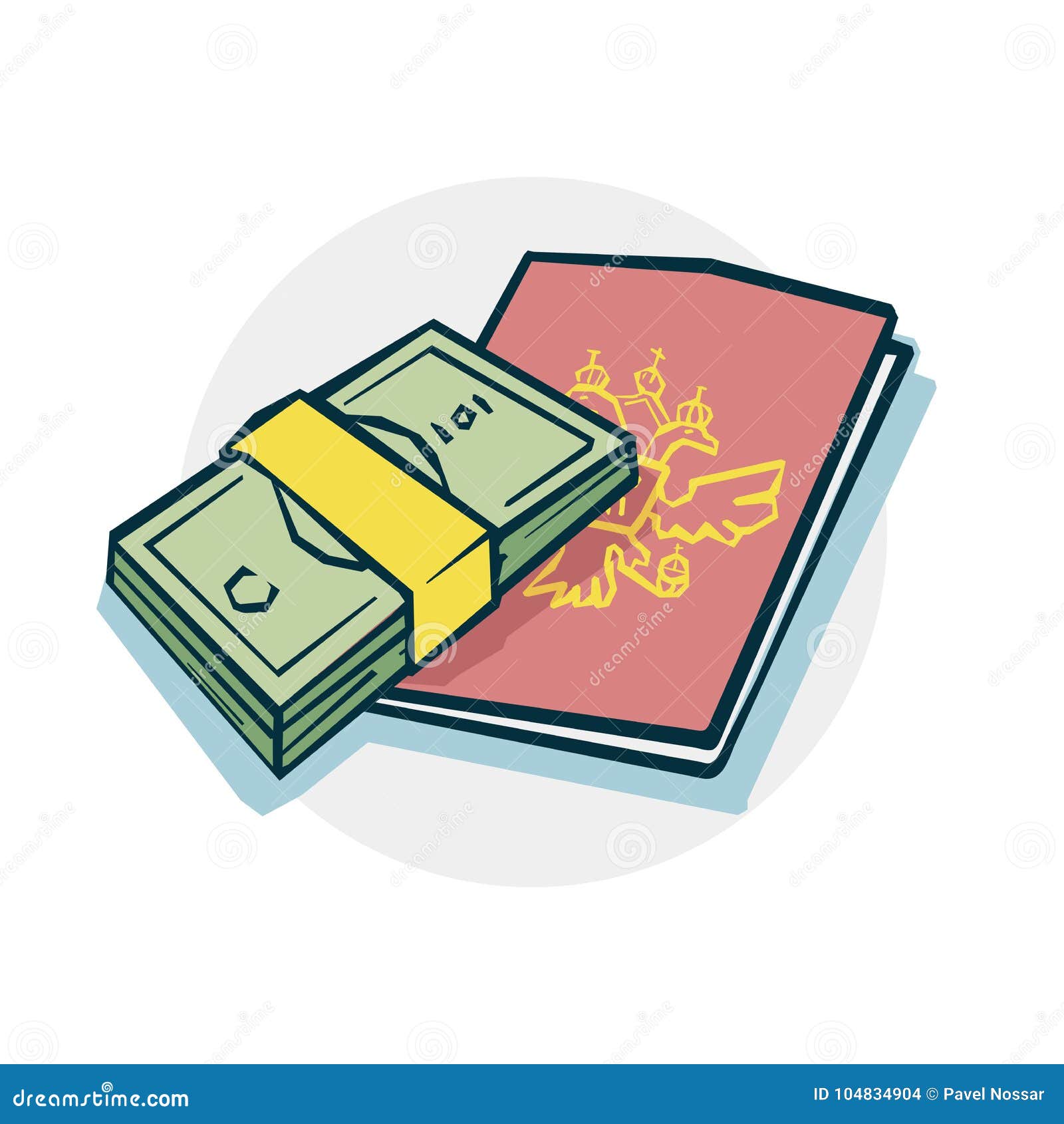 Bundle of Money and an Russian Passport Icon Stock Vector - Illustration of  american, cartoon: 104834904