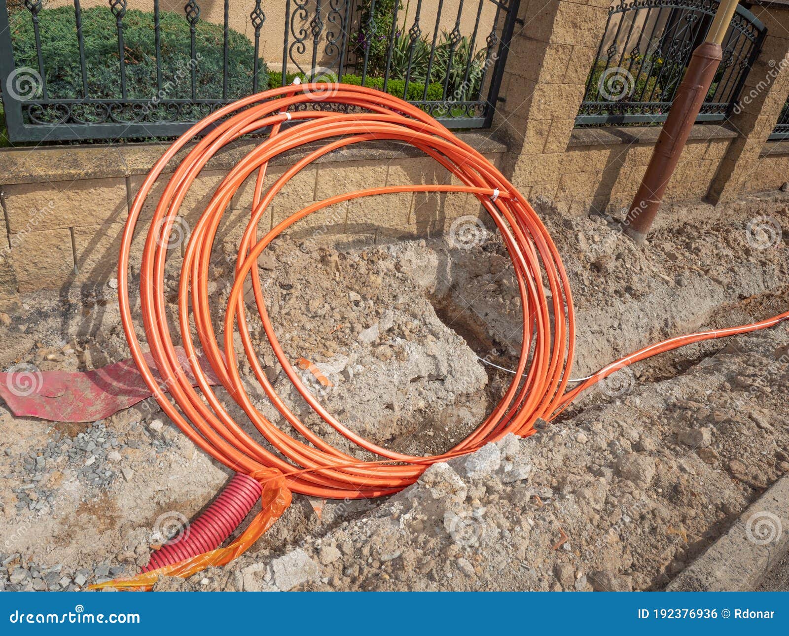 Bundle Orange Fiber Cable of Network Connection Stock Photo Image of