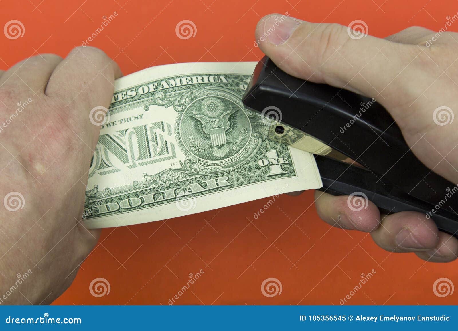Paper Money Dollars and a Stapler. Stock Image Image of desk, office