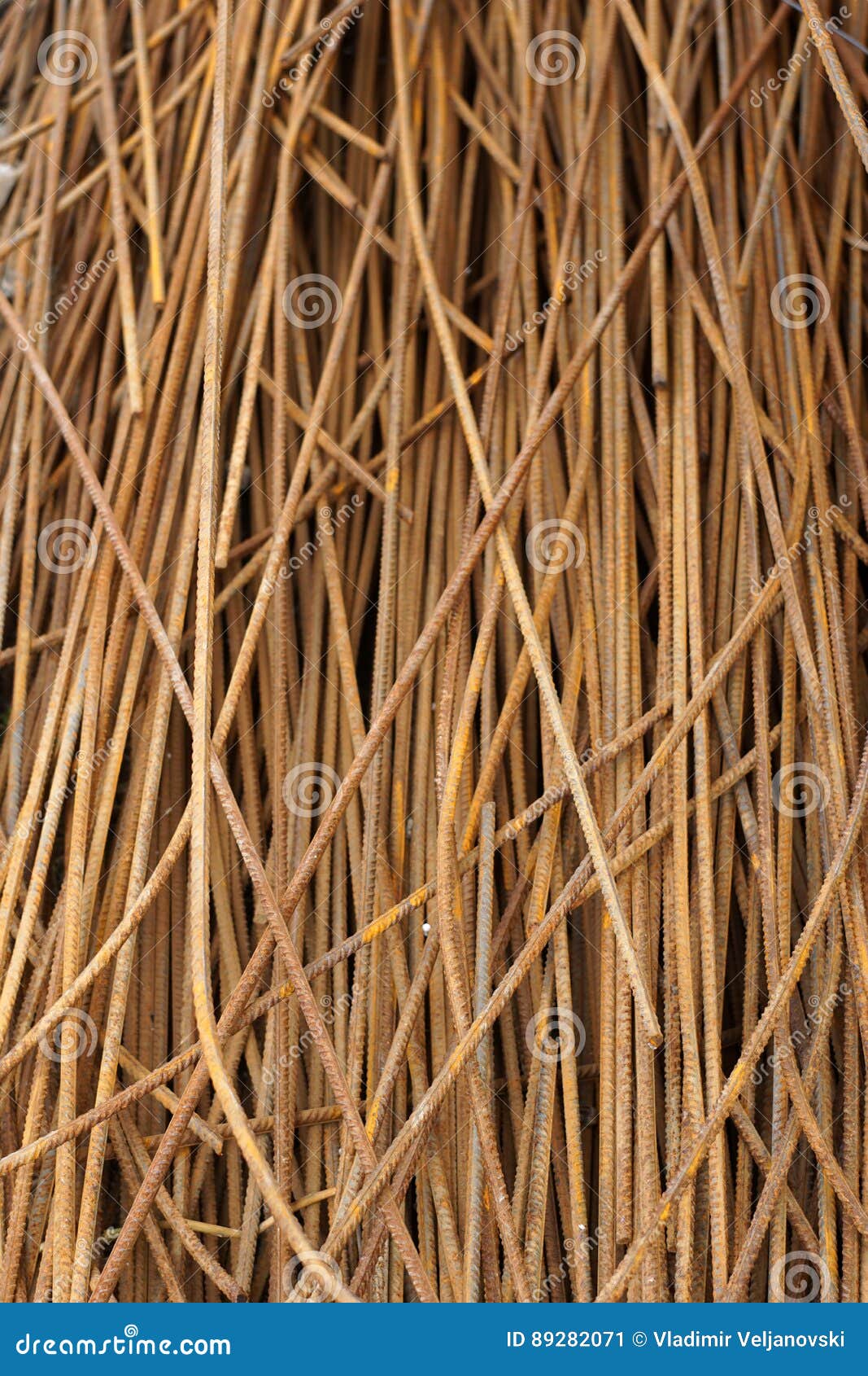 bundle of rusty bars for reinforcement of concrete