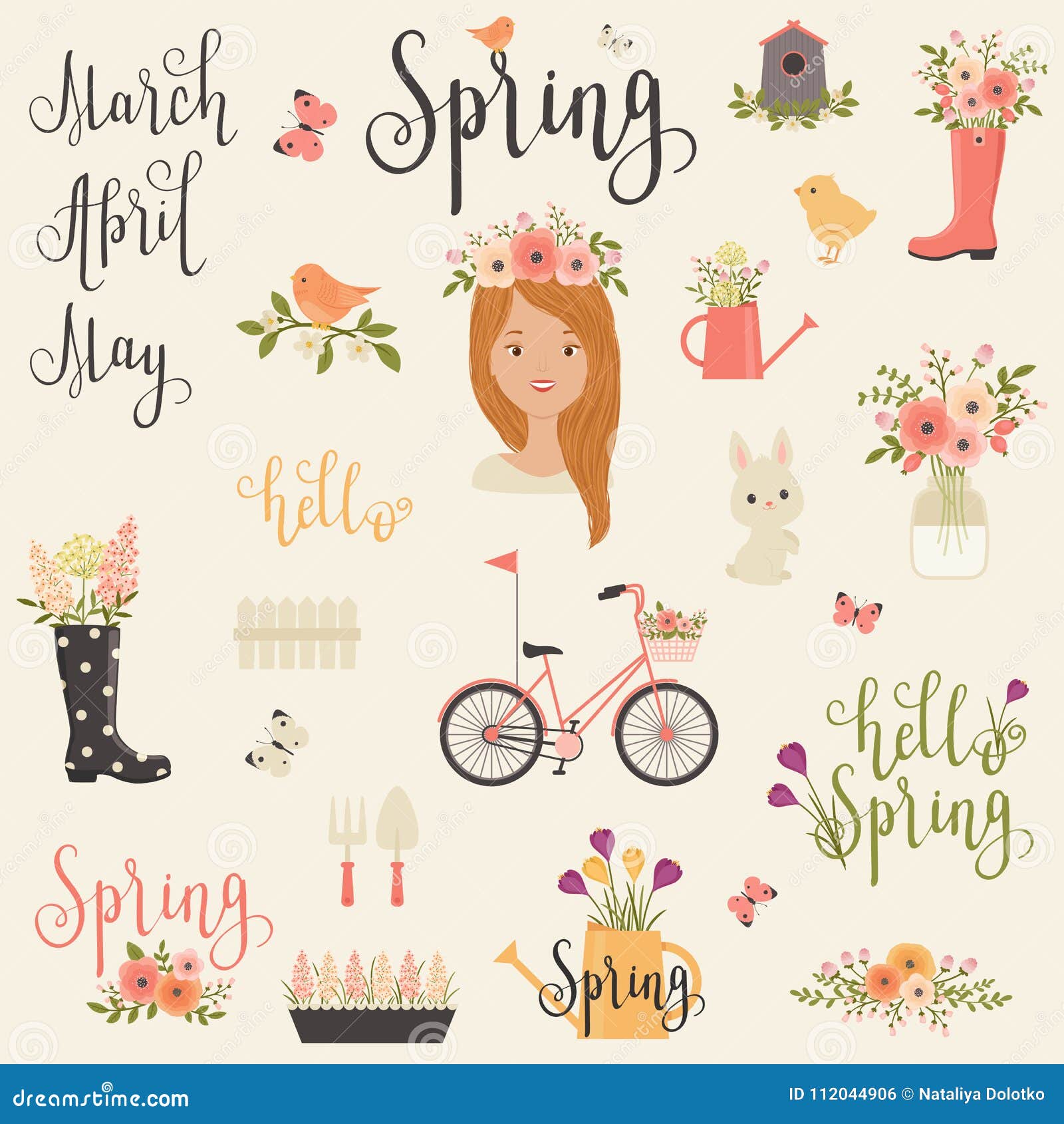 Download Bundle/set of Spring icons stock vector. Illustration of illustration - 112044906