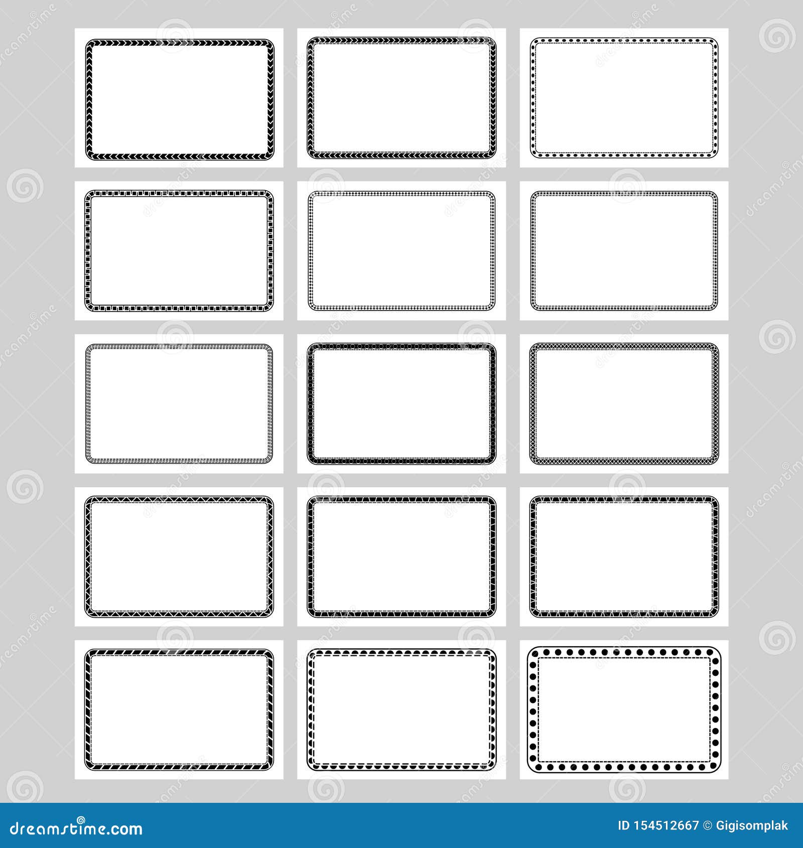 Bundle Simple Vector, 15 Black Frame, for Certificate, Placard or