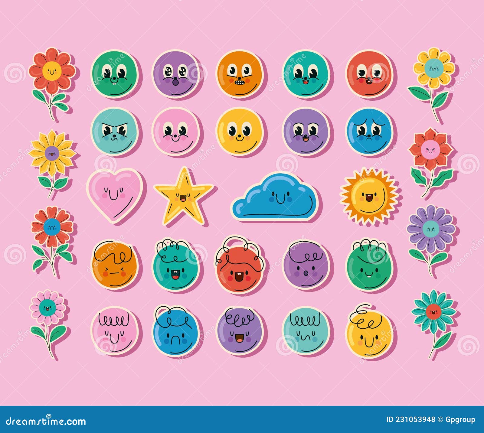 Bundle of stickers stock vector. Illustration of adhesive 231053948