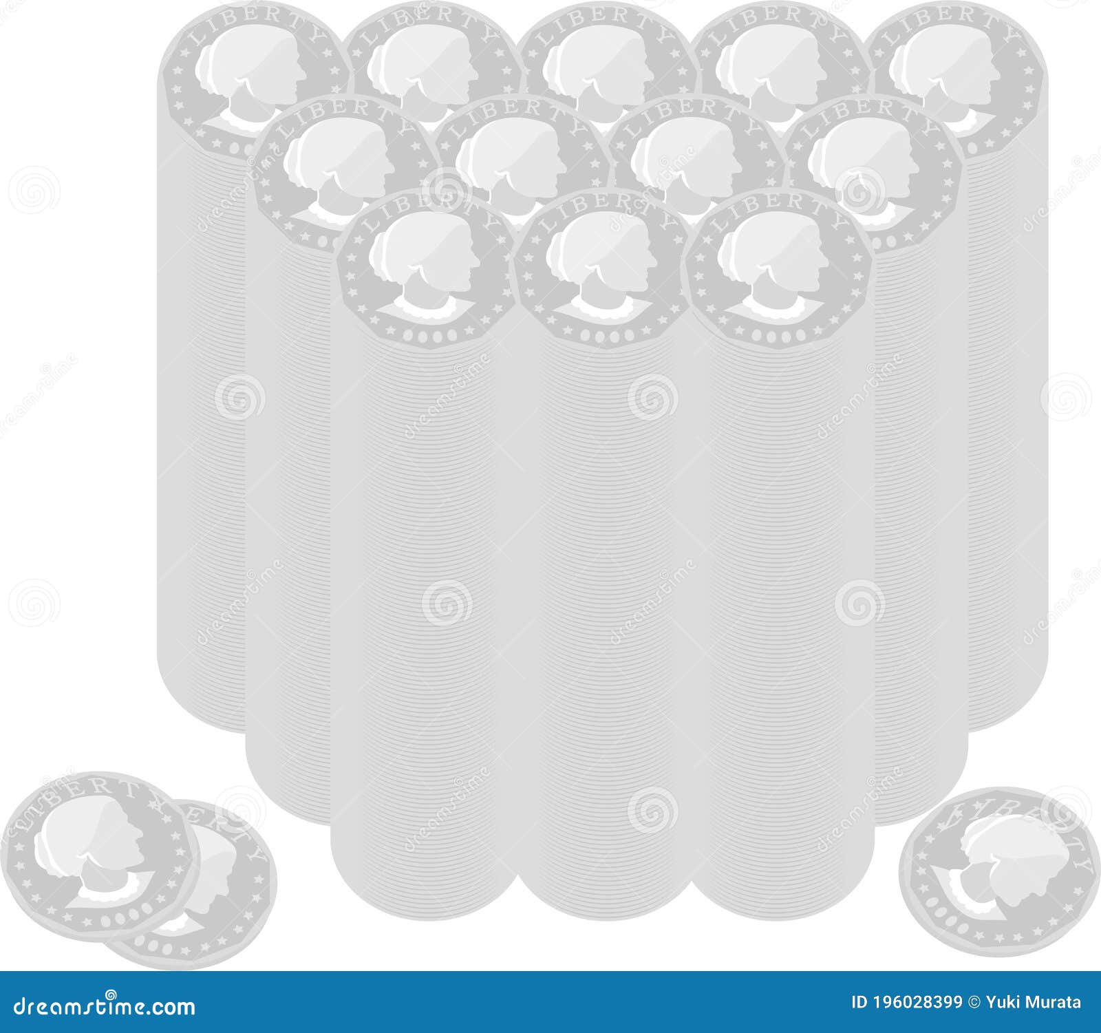 Bundle of US American 100 Cent Coin Stock Illustration - Illustration ...