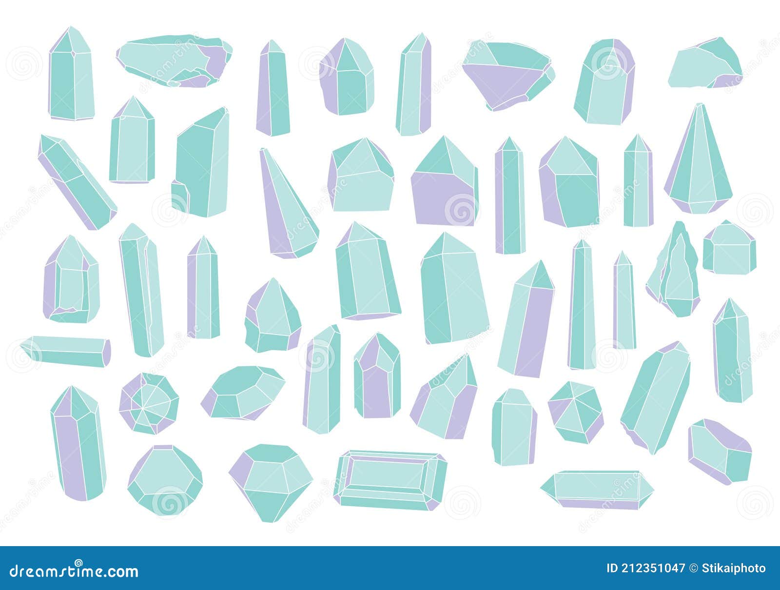 Vector Illustrations Set of Hand Drawn Colorful Geometric Gems