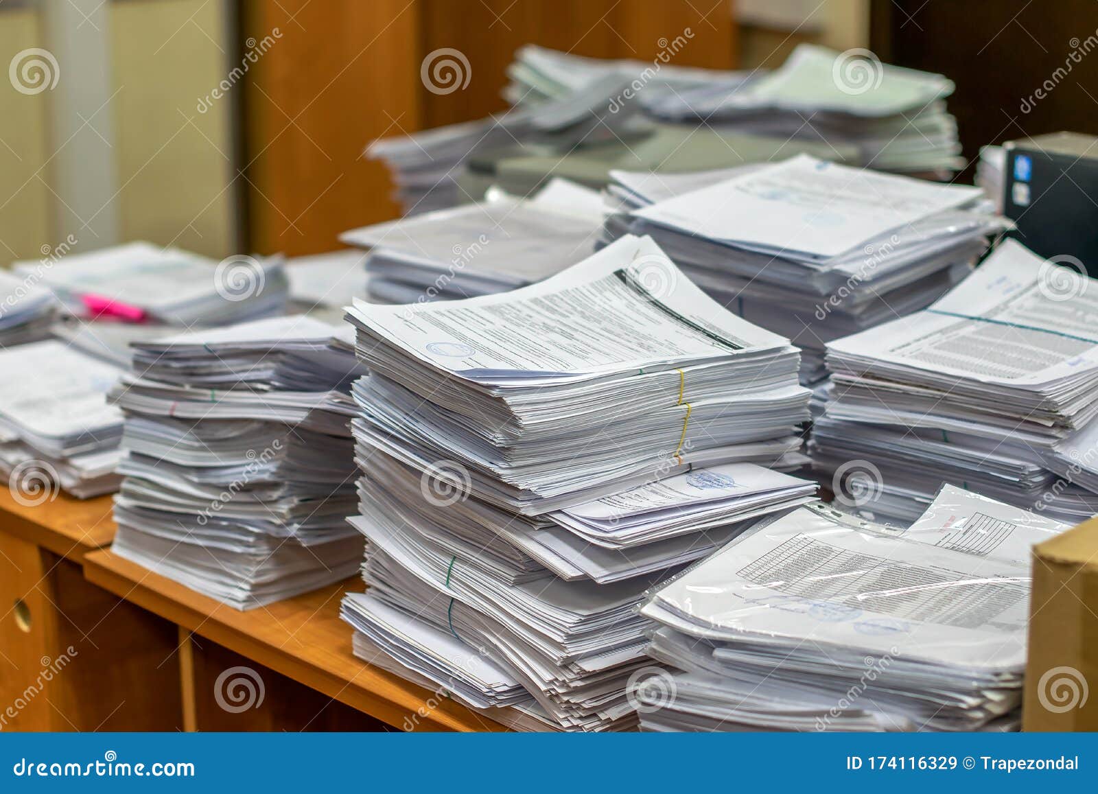 Premium Photo  Pile of a paper on office desk stacked.