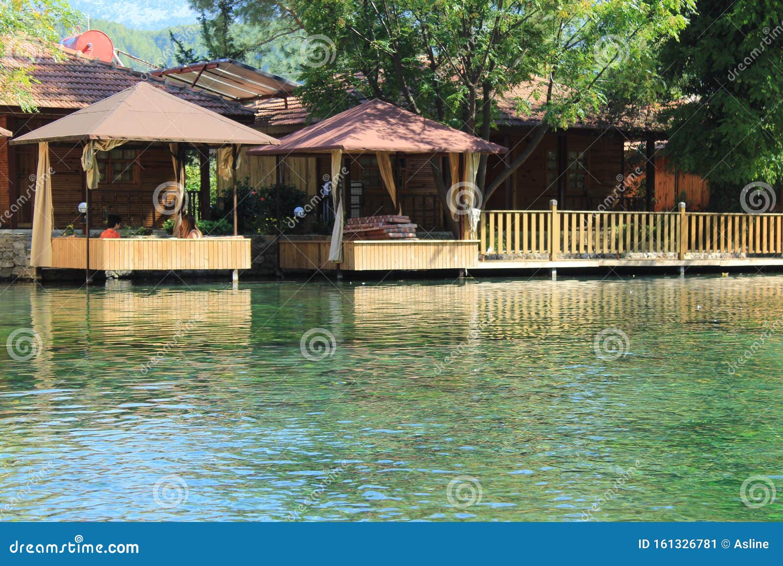 Bungalow Houses and Bowers in the Lake, Summer Season Stock Image ...