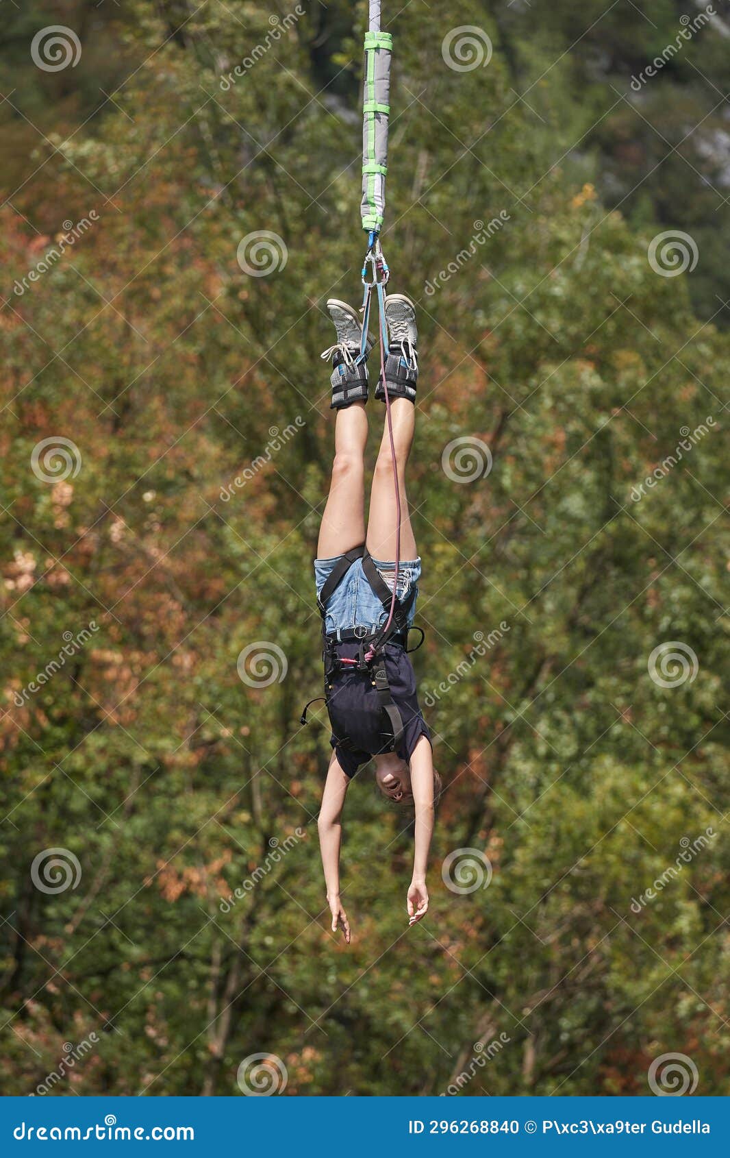 bungee jumping young woman