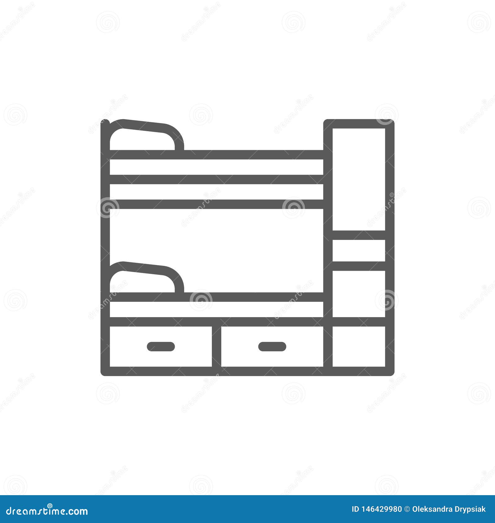 Bunk bed line icon. stock vector. Illustration of hostel 146429980