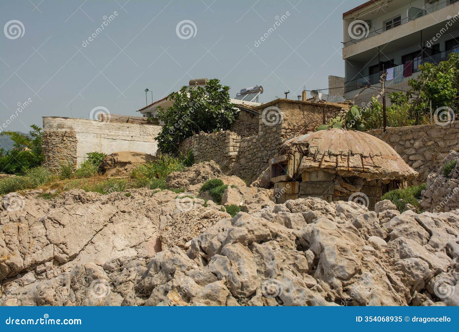 bunker on himare beach, albania