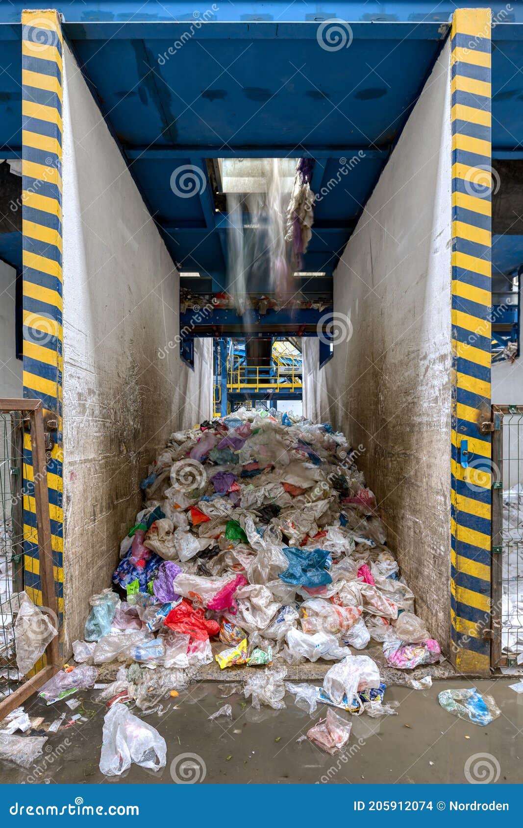 Bunker Storage for Sorted Waste. Containers for Plastic Bags Stock