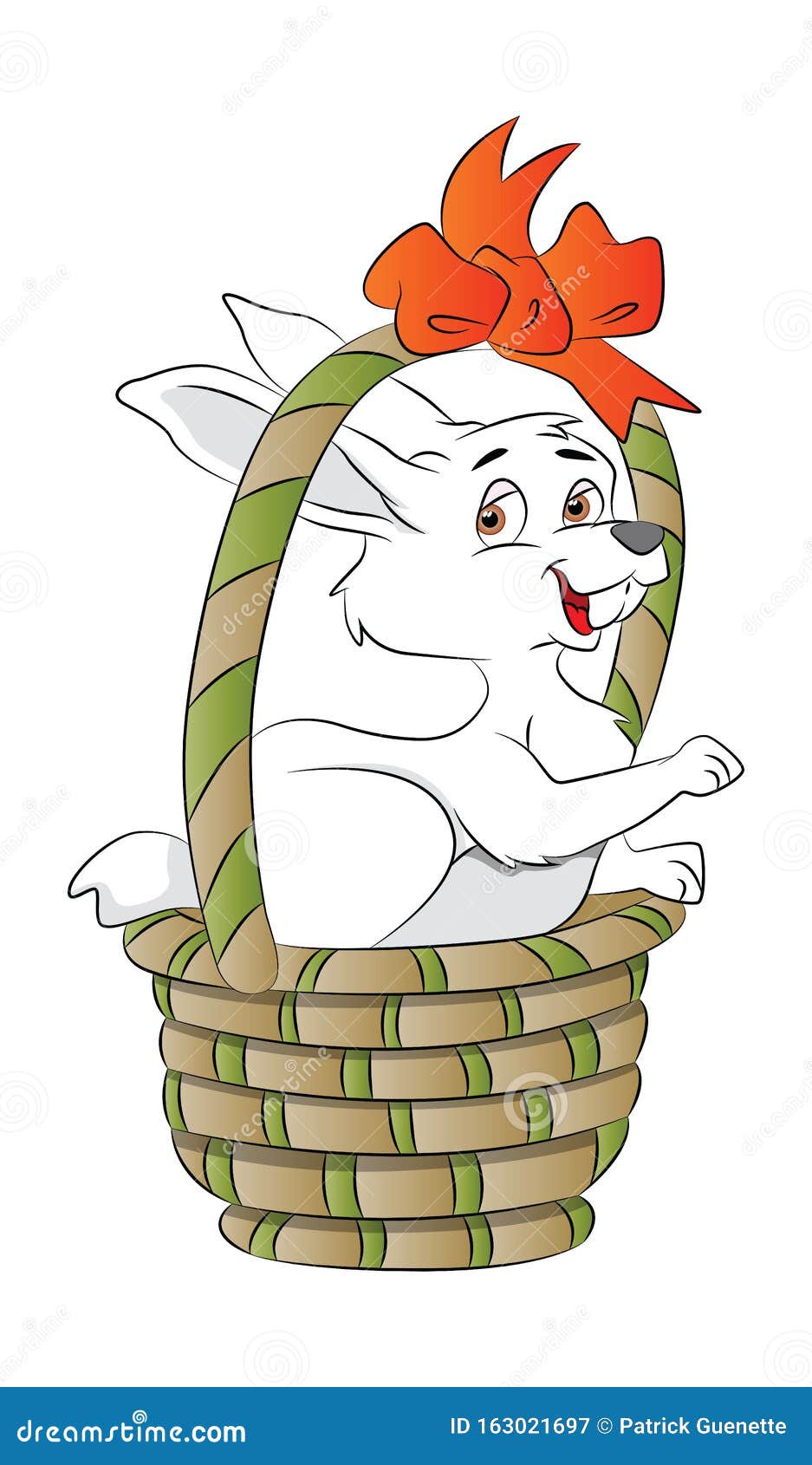 Bunny in a Basket, Illustration Stock Vector Illustration of artwork