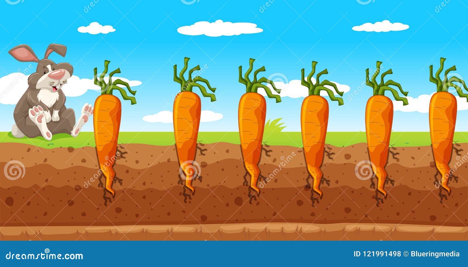 A Bunny in Carrot Farm stock vector. Illustration of clipart - 121991498