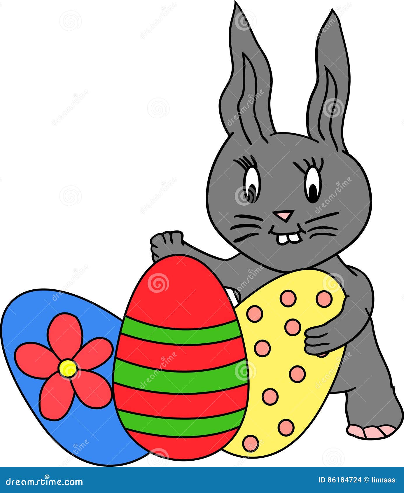 Bunny with easter eggs stock illustration. Illustration of yellow