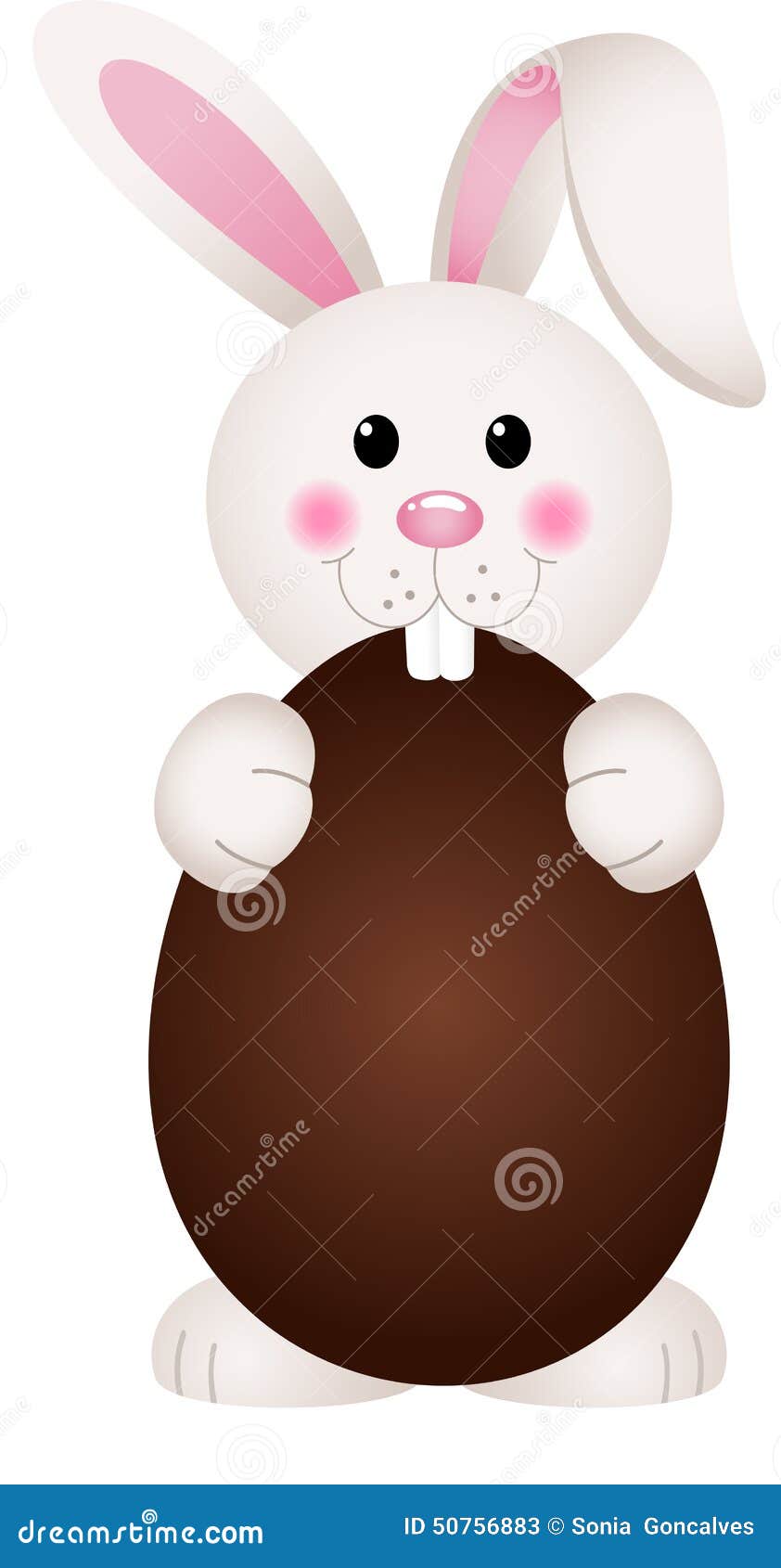 Bunny Eating Chocolate Easter Egg Vektor Illustrationer Illustration