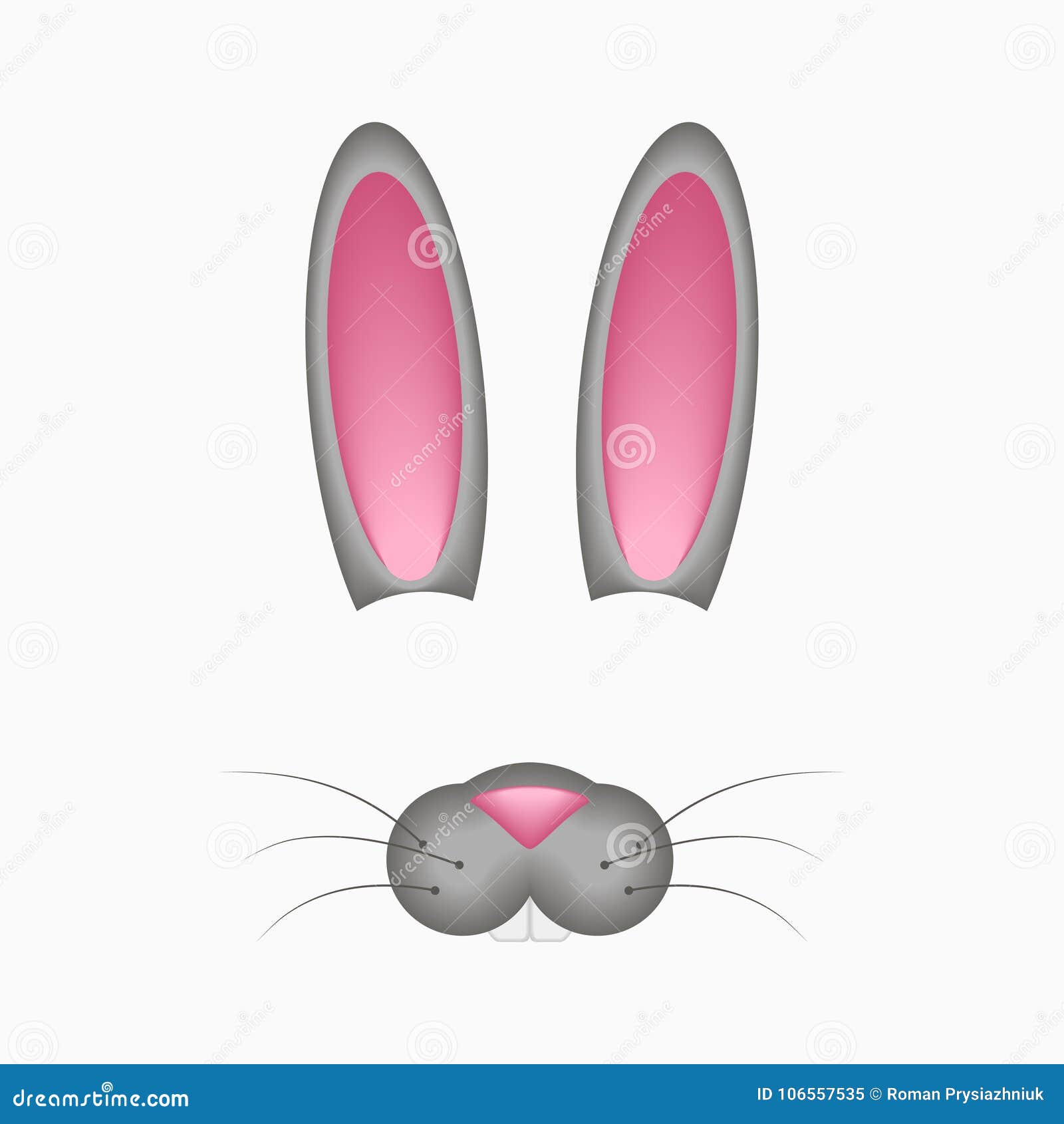 Bunny or Hare Face Elements - Ears and Nose. Selfie Photo and Video Chart  Filter with Cartoon Rabbit Mask. Vector. Stock Vector - Illustration of  details, chat: 106557535
