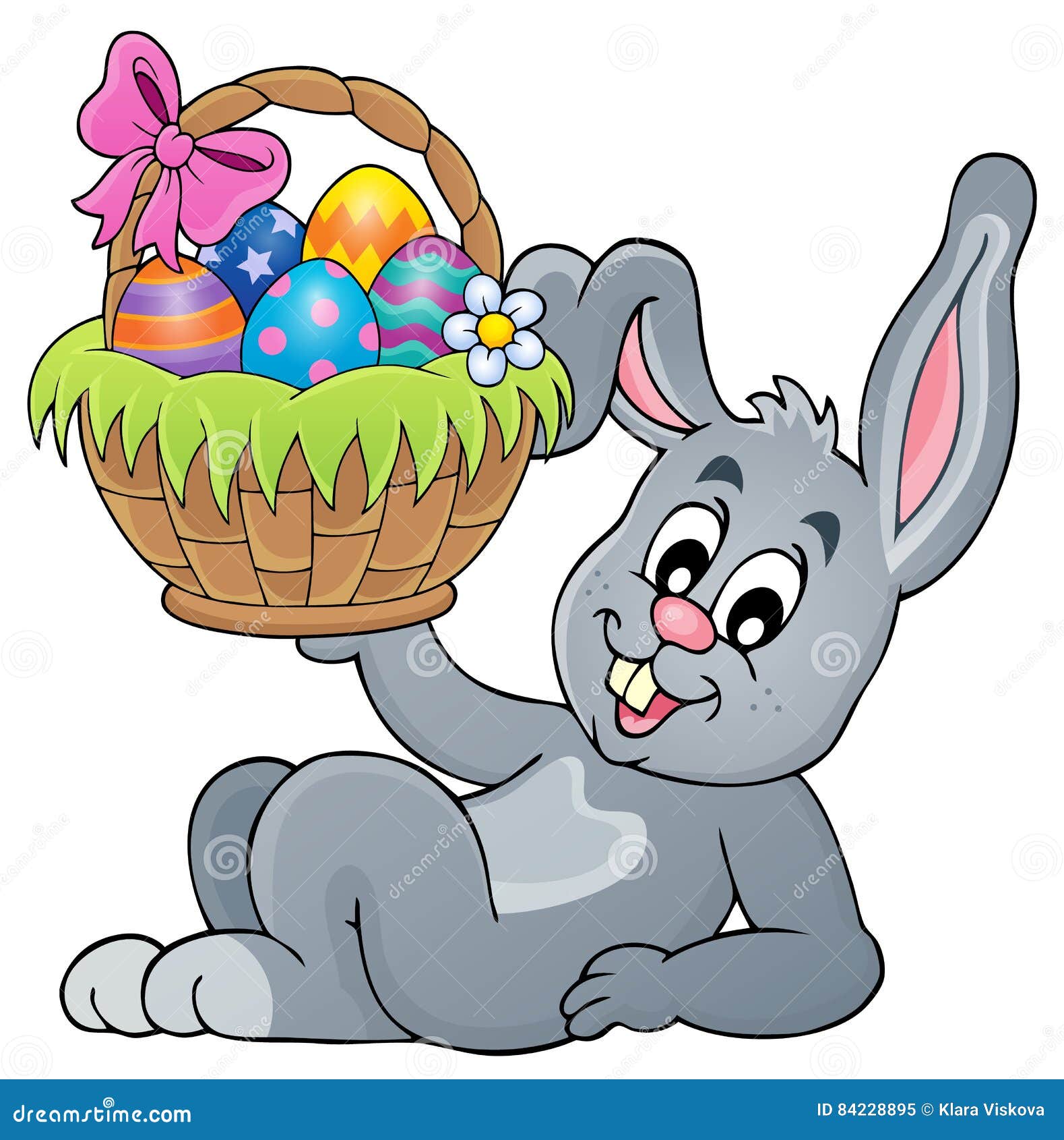 Bunny Holding Easter Basket Theme 5 Stock Vector Illustration of ears