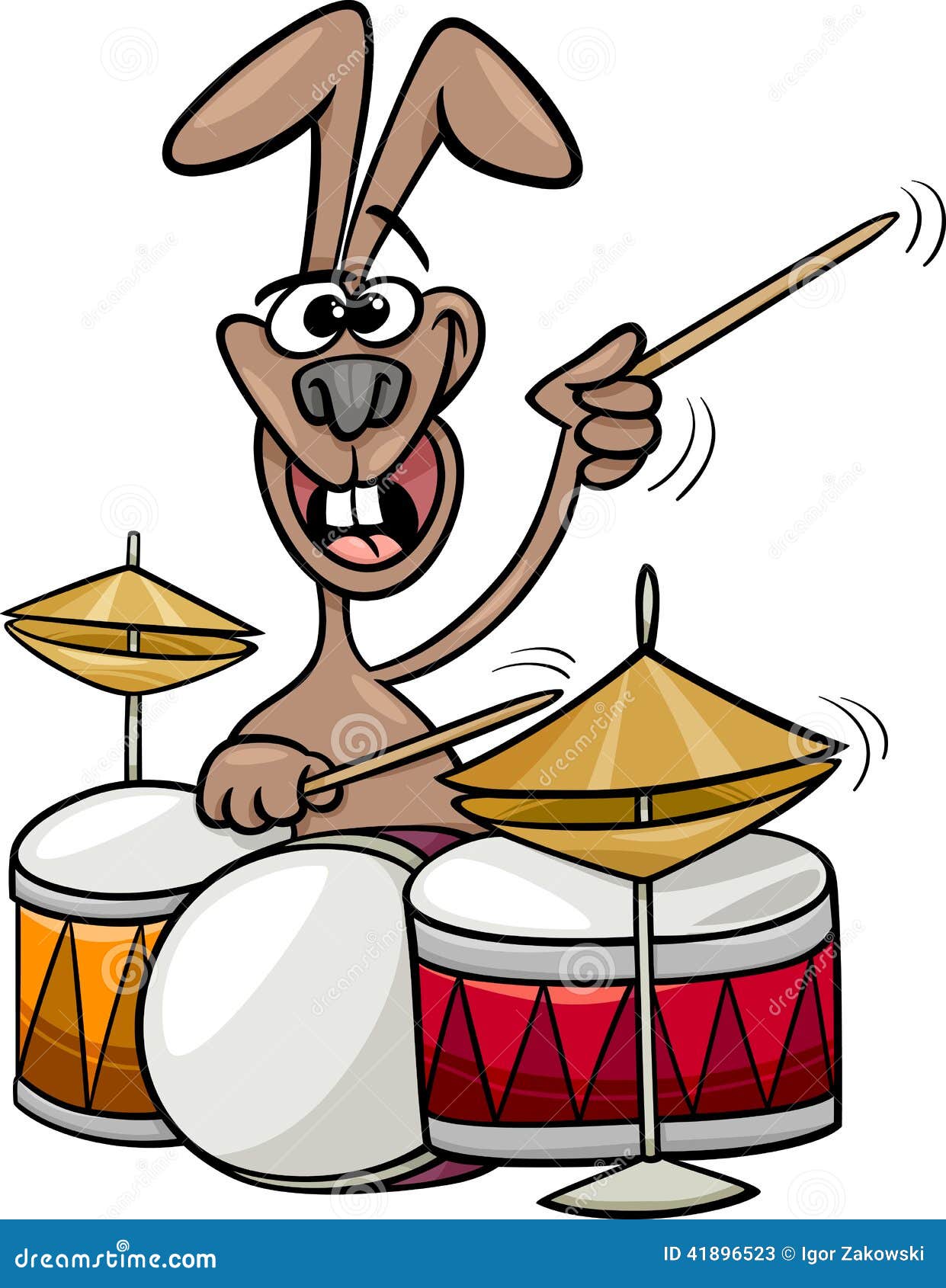Bunny Playing Drums Cartoon Illustration Stock Vector Illustration of
