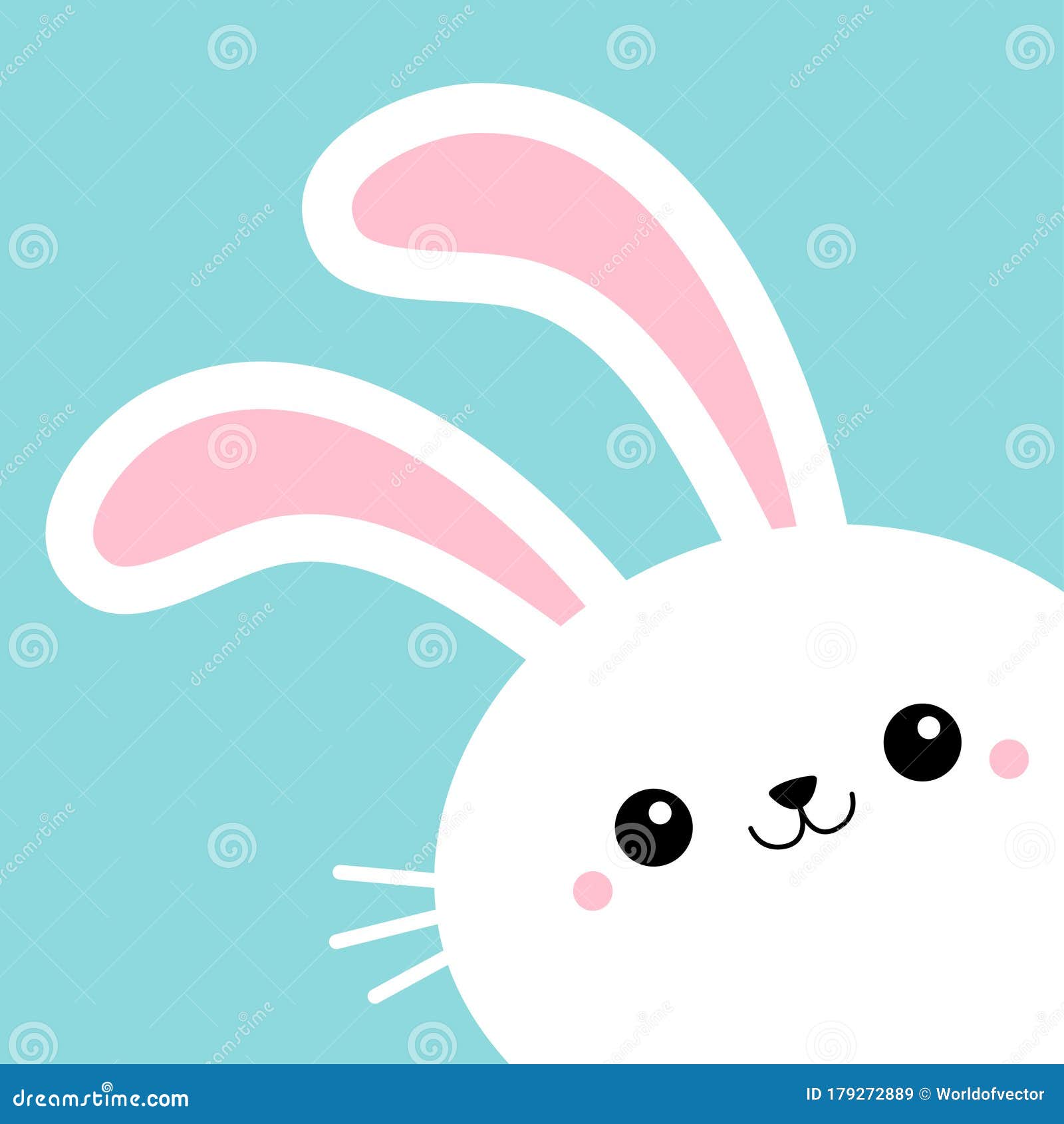 Bunny Rabbit Face Head in the Corner. Happy Easter. Cute Kawaii Cartoon  Funny Smiling Baby Character. White Farm Animal Stock Vector - Illustration  of corner, cheerful: 179272889